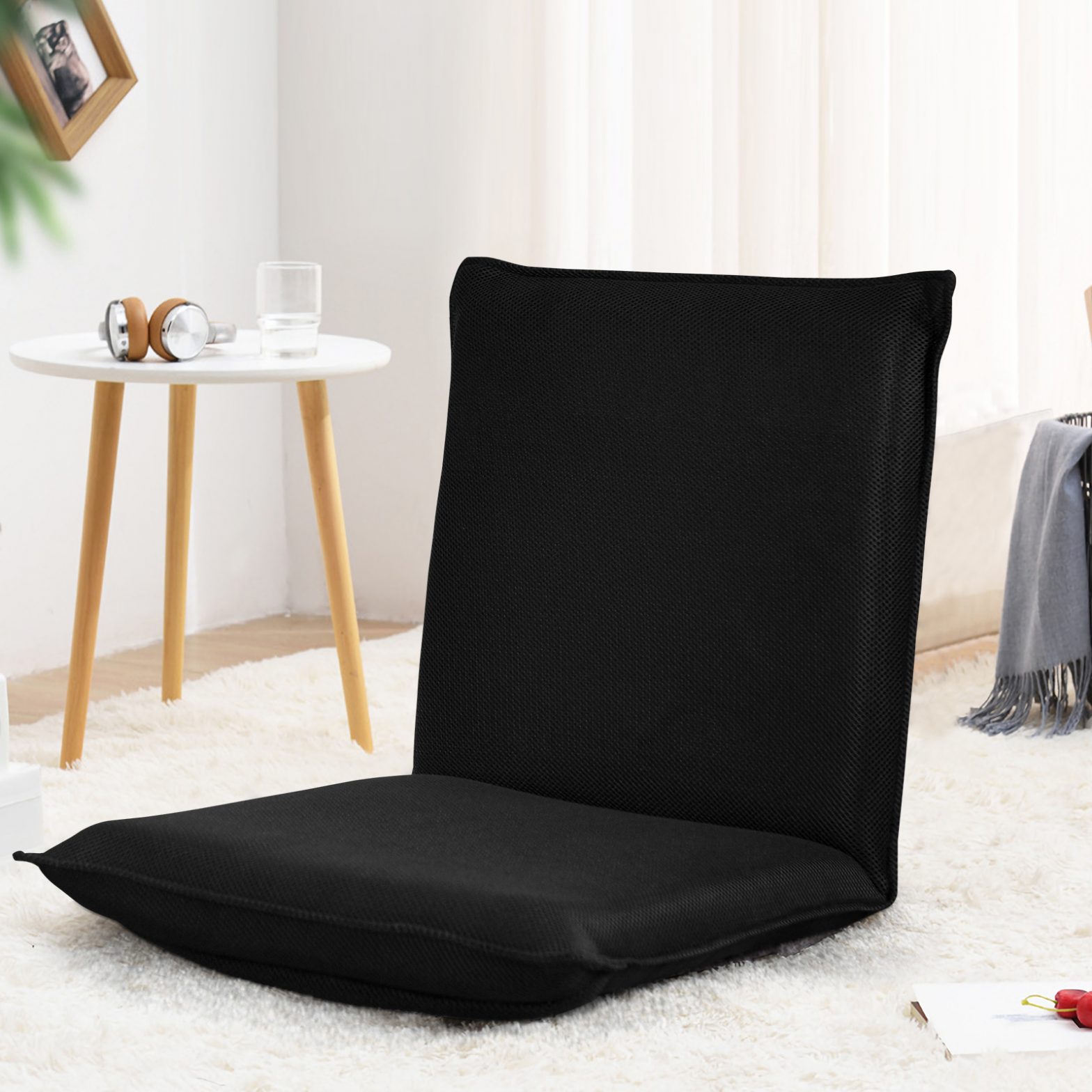 Bodensofa gepolsterter Bodenstuhl verstellbarer Gaming-Stuhl Lazy Sofa Fensterstuhl Schwarz