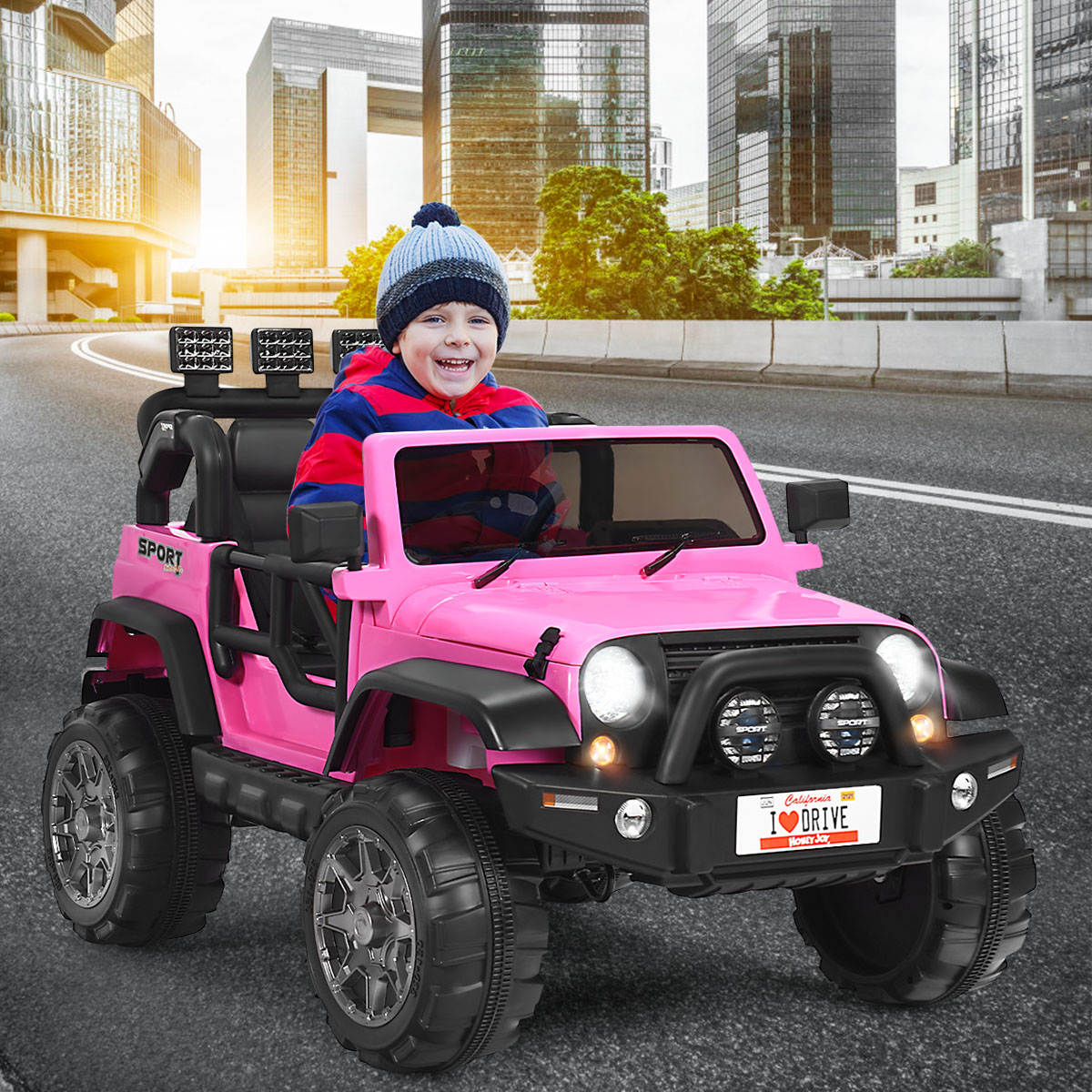 2 Sitzer Batteriebetriebenes Elektrofahrzeug Kinderfahrzeug 123 x 80 x 80 cm Rosa