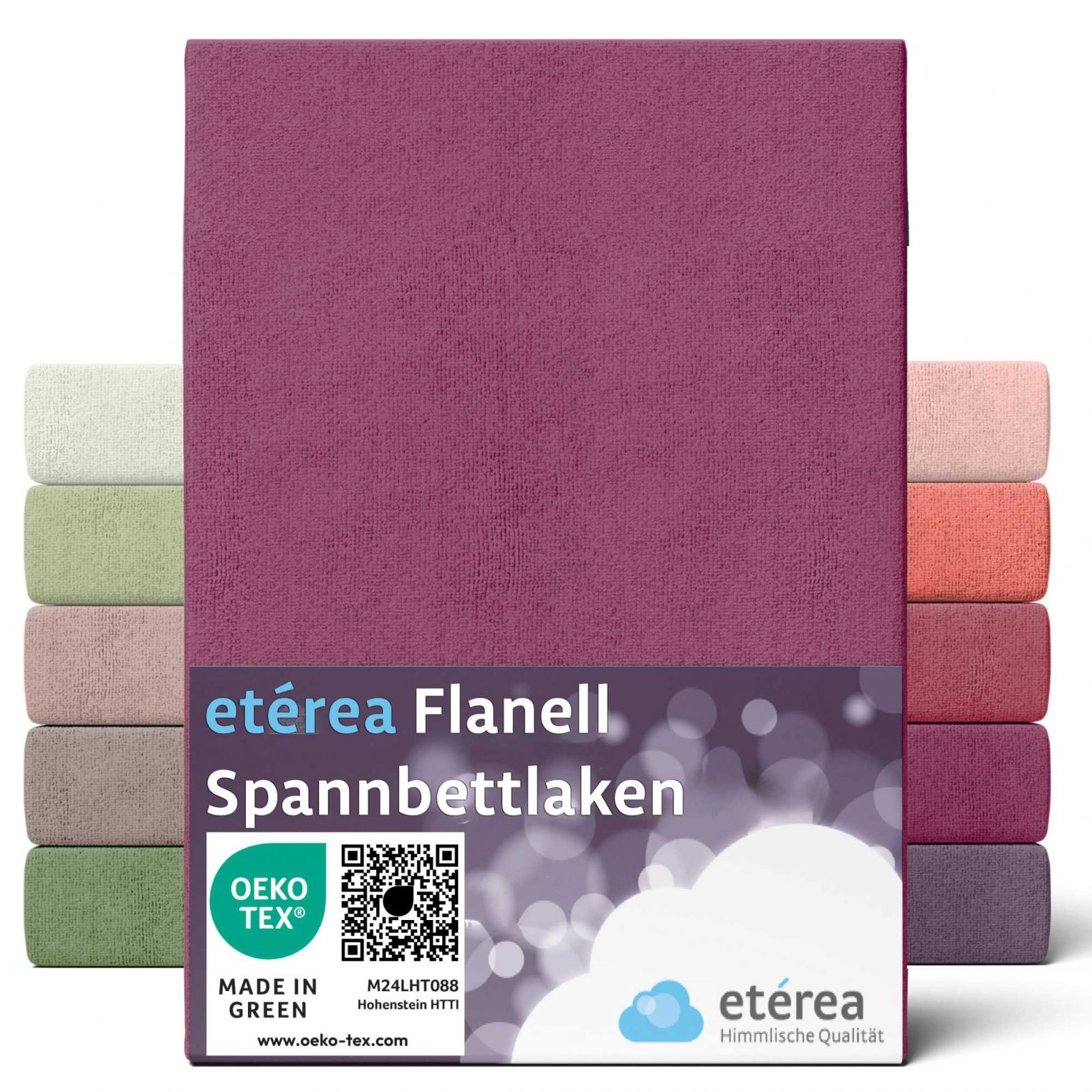 etérea Flanell Spannbettlaken Bordeaux 140×200 – 160×200 cm