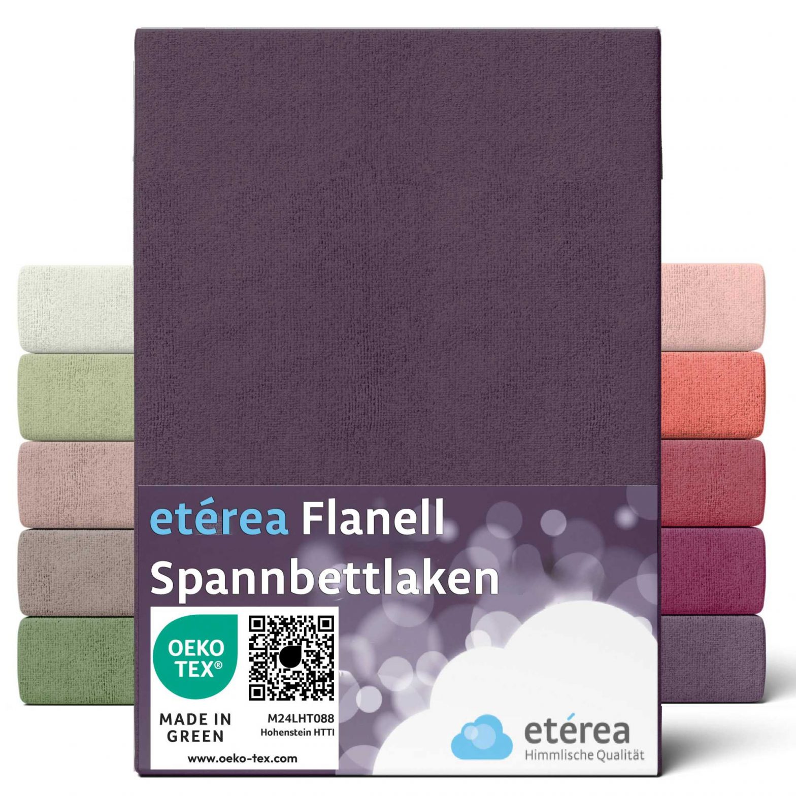 etérea Flanell Spannbettlaken Pflaume 180×200 – 200×200 cm