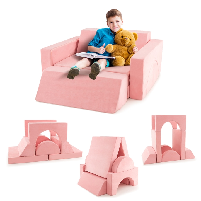 Modulares Kindersofa Spielsofa Modulsofa mit abnehmbarem Bezug 105,5 x 101 x 48 cm Rosa