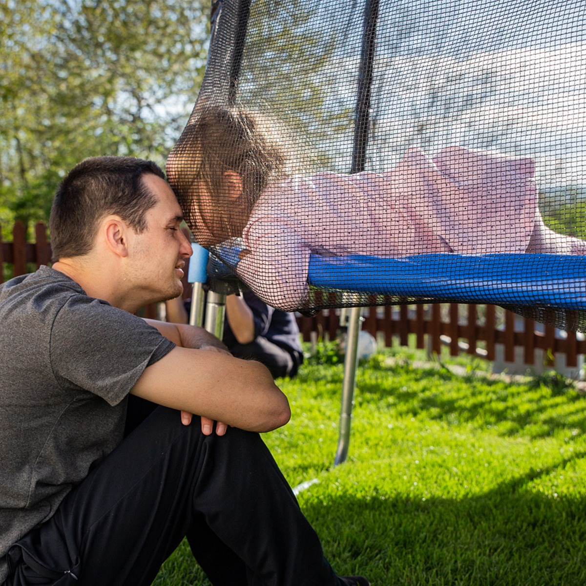 Trampolin Sicherheitsnetz für Gartentrampoline Ersatznetz außenliegend mit Reißverschluss und Schnallen Ø 305 cm