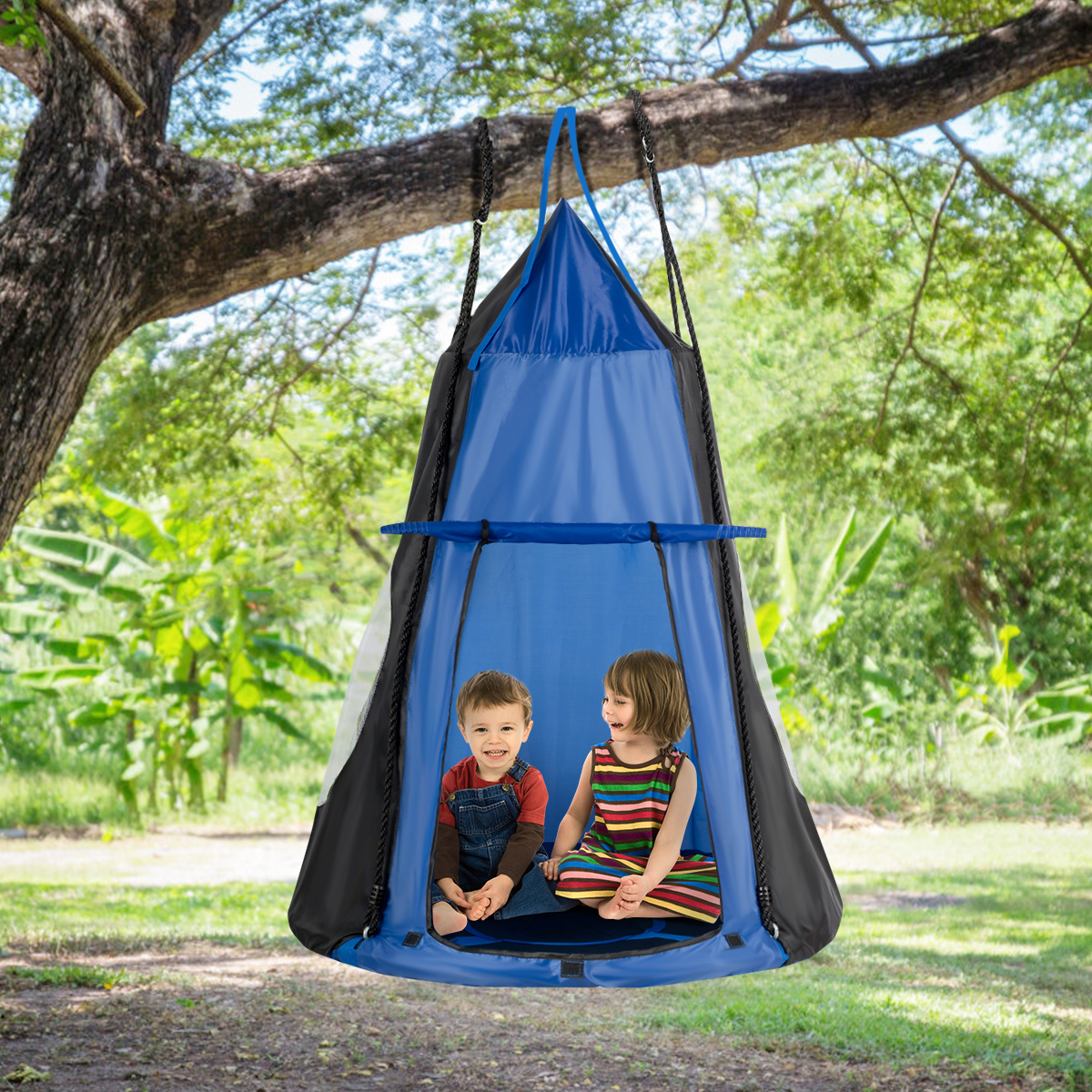 Nestschaukel Kinderschaukel-Set Max. Tragkraft 150 kg 100 cm Durchmesser-Blau