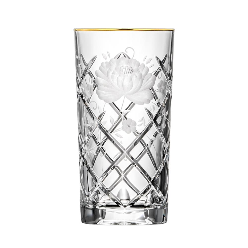 Longdrinkglas Kristall Sunrose Gold klar (13,5 cm)