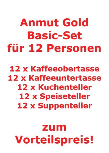 Villeroy & Boch Anmut Gold Basic-Set für 12 Personen / 60 Teile