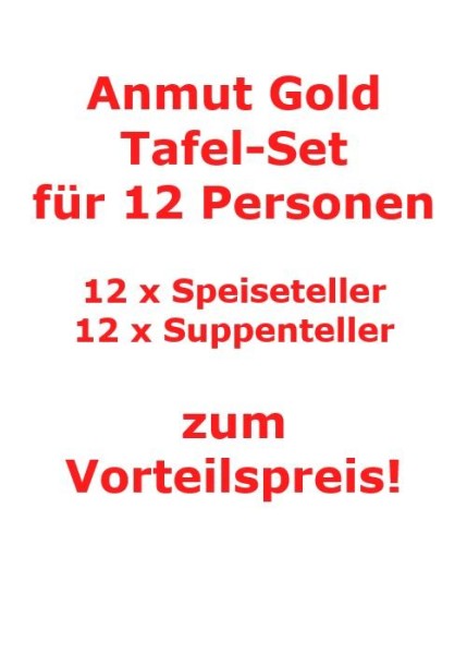 Villeroy & Boch Anmut Gold Tafel-Set für 12 Personen / 24 Teile