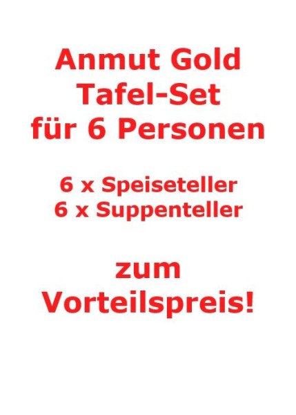 Villeroy & Boch Anmut Gold Tafel-Set für 6 Personen / 12 Teile