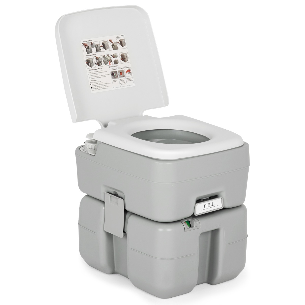 tragbare Toilette Outdoor-Campingtoilette 41,5 cm x 36,5 cm x 42 cm Grau