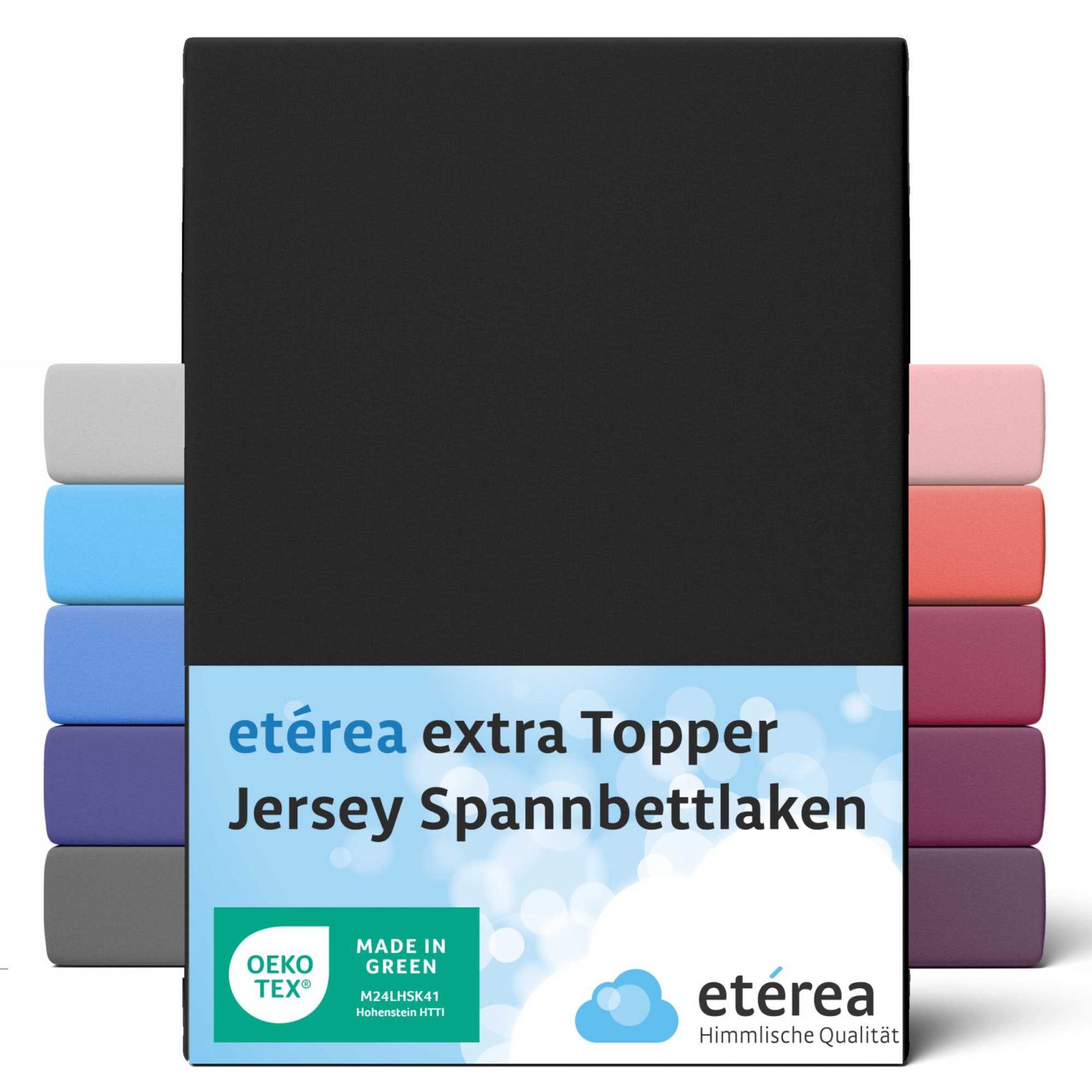 etérea Extra Jersey Topper Spannbettlaken 180×200 – 200×220 cm Schwarz