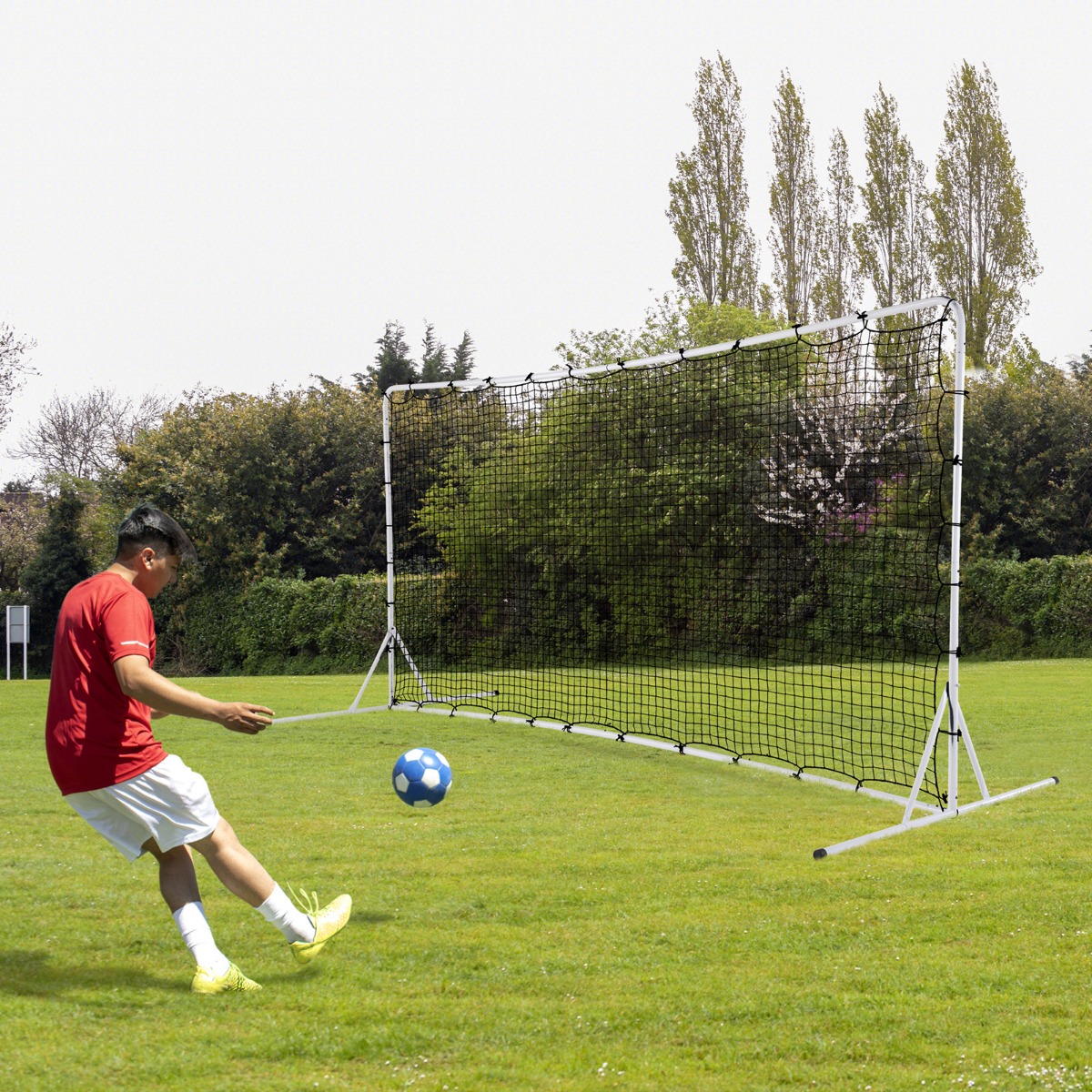 Fußballtor für Kinder 372,5 x 182,5 cm Fussballtore für Garten Fussballtor mit Tragetasche Weiß