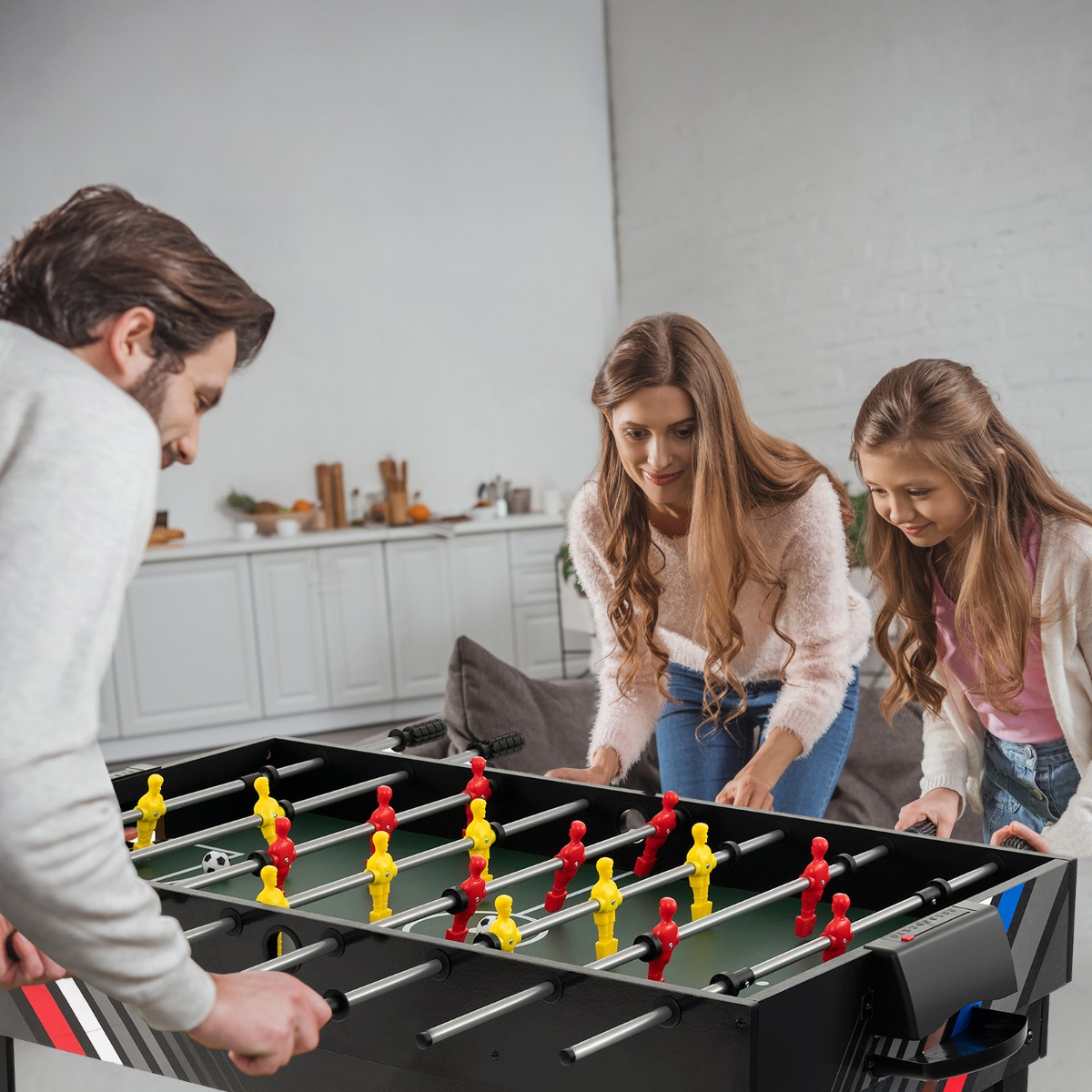 4 in 1 Multispieltisch mit Tischkicker & Poolbillard & Airhockey & Tischtennis Arcade Spielset