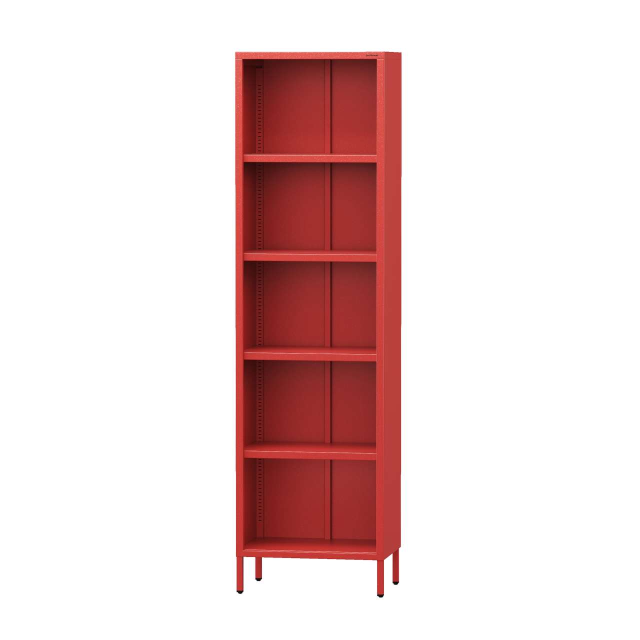 Bücherregal schmal MARIO, 500 x 1800 x 350 mm, Modern: rot