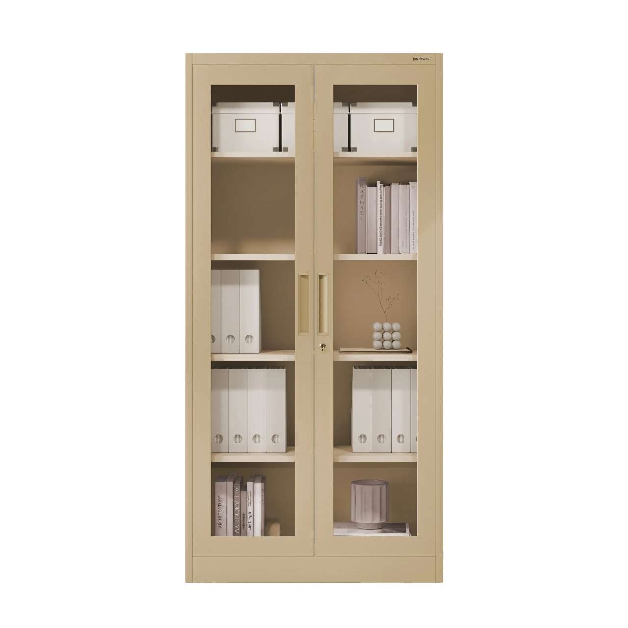 Vitrinenschrank AMELIA, 900 x 1850 x 400 mm, Fresh Style: beige