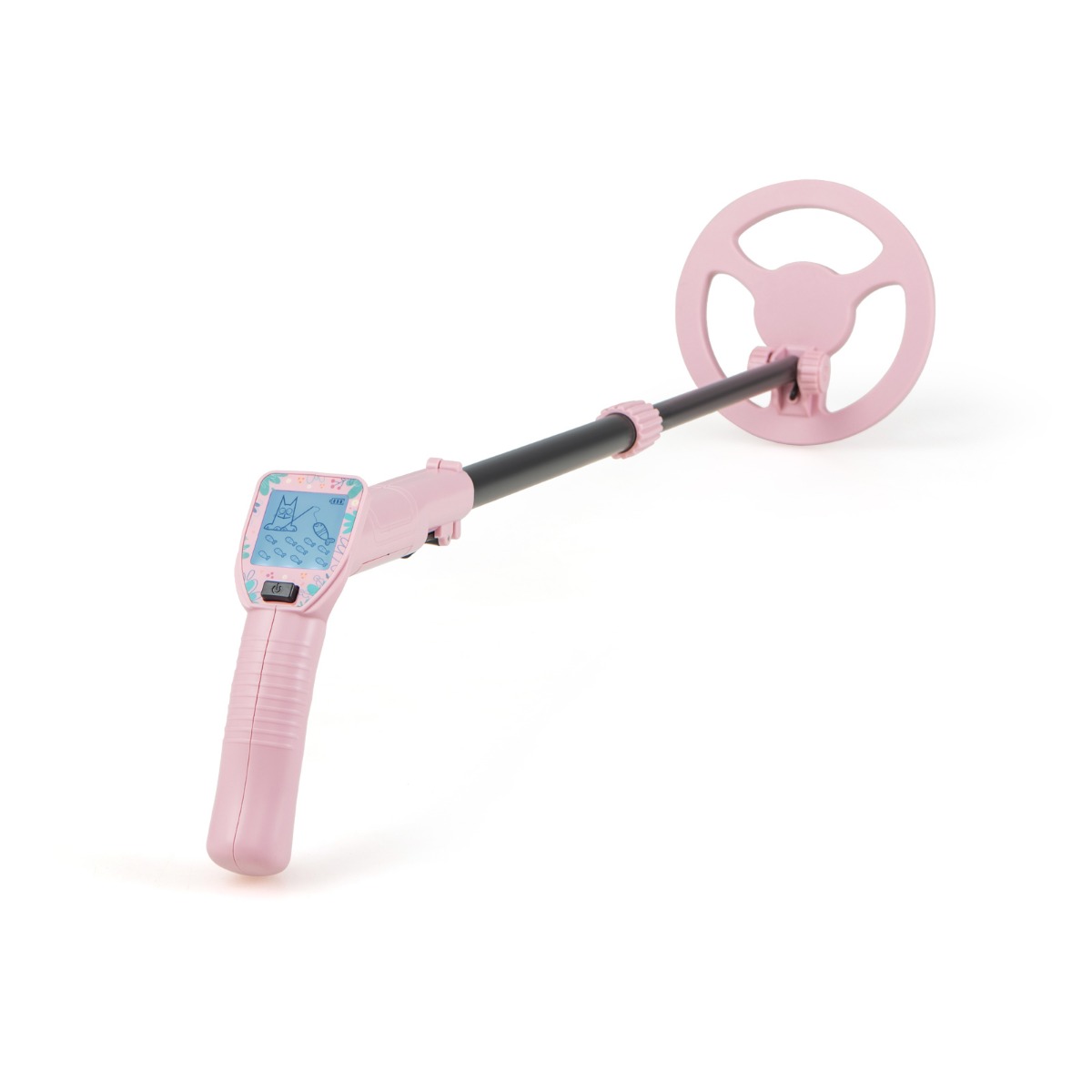 Metalldetektor für Kinder leicher Gold Detektor 62-85 cm verstellbar mit LCD-Display Rosa