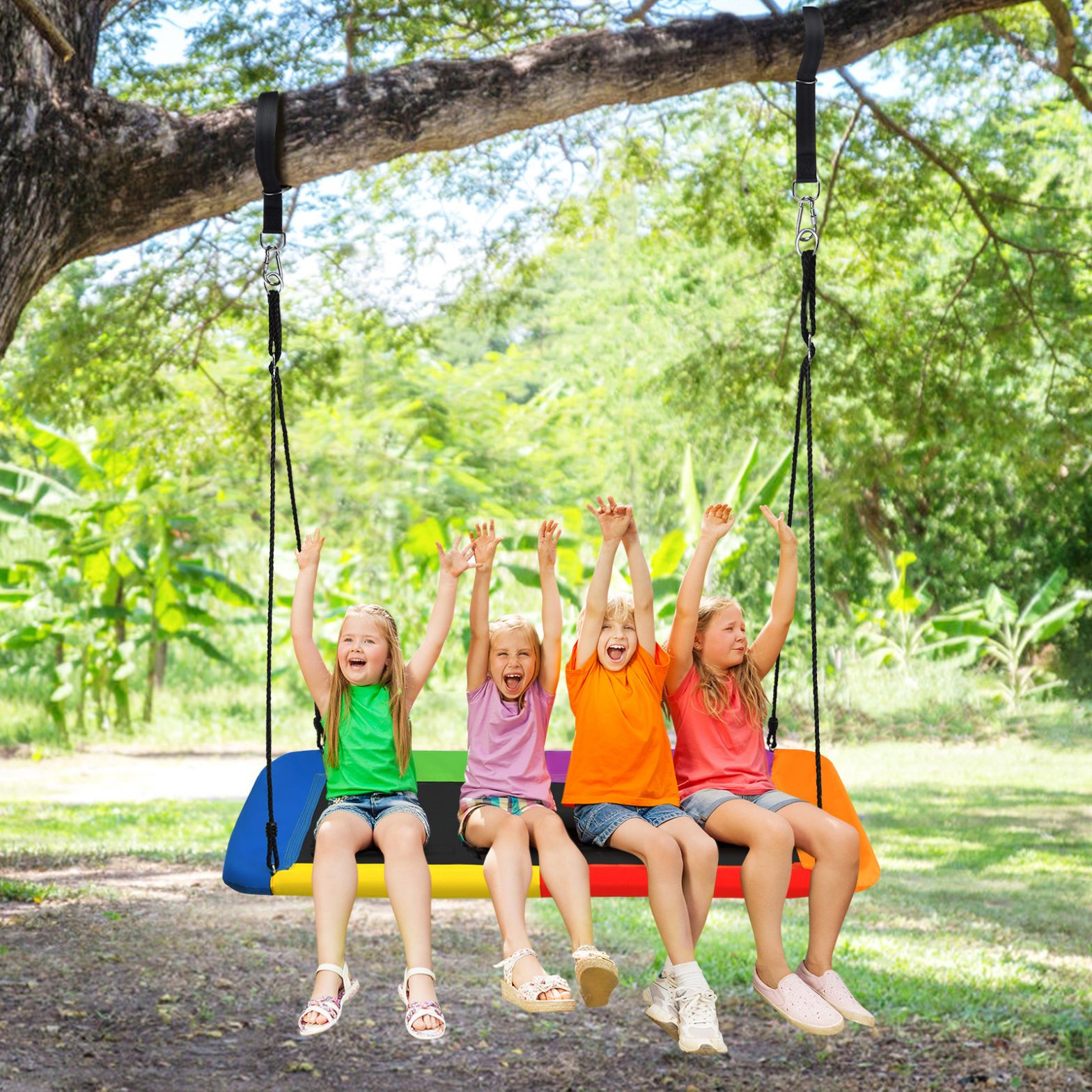 100-180cm Baumschaukel, Schaukel für Kinder Nestschaukel Baumschaukel mit verstellbaren Seilen Bunt