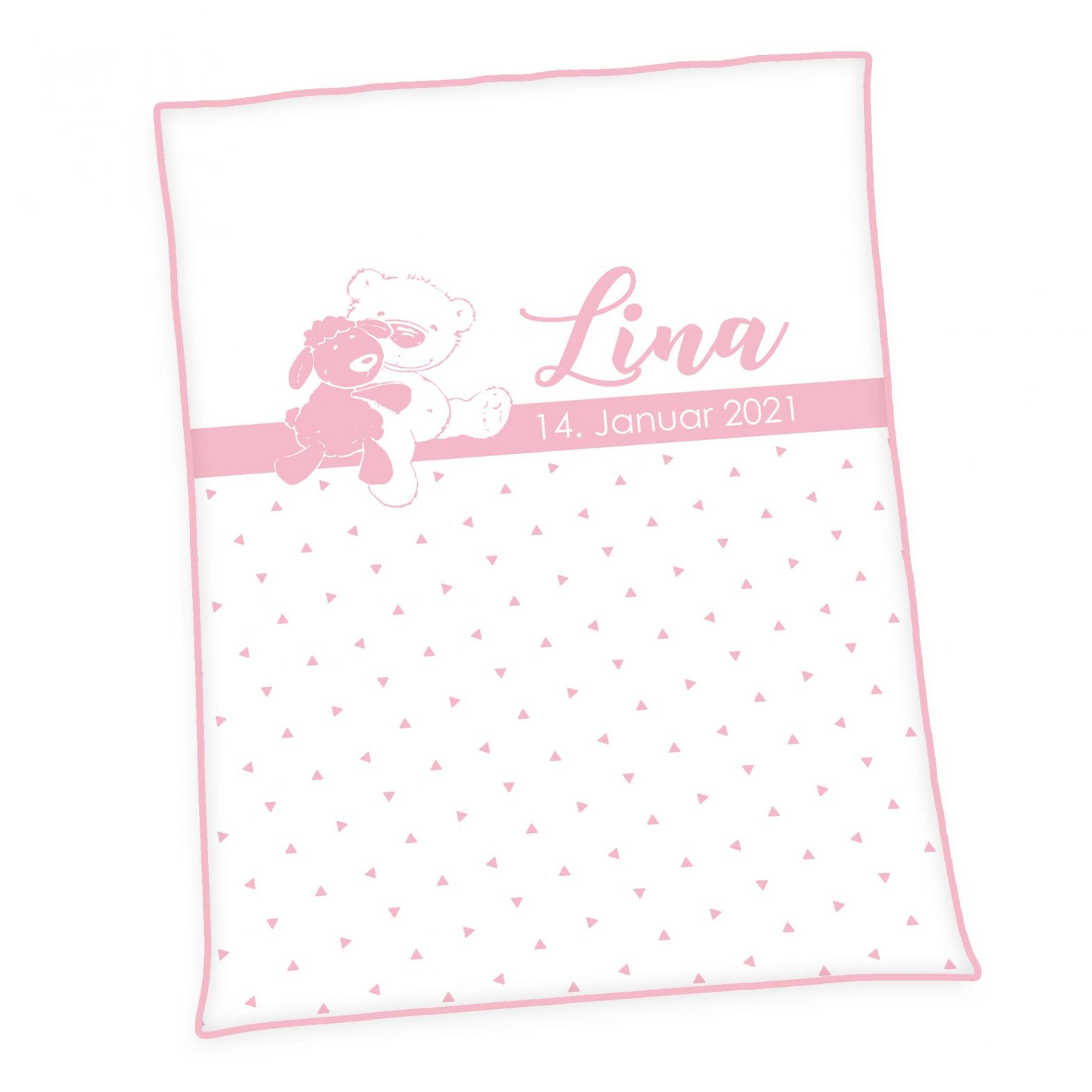 Personalisierte Baby Kuscheldecke Schäfchen und Bär Unicade®