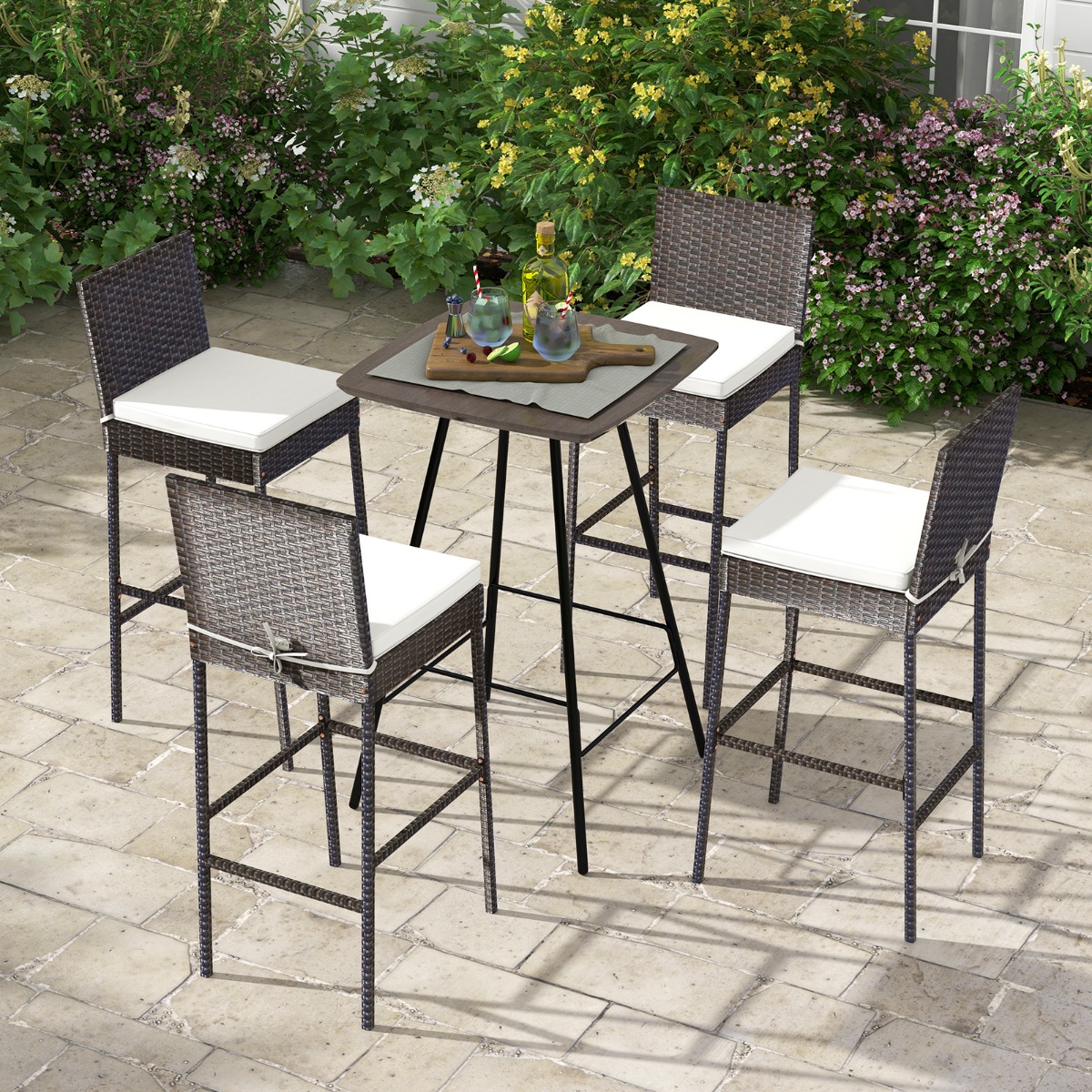 Set mit 4 Wicker Barhockern für die Terrasse 40 x 50 x 108 cm