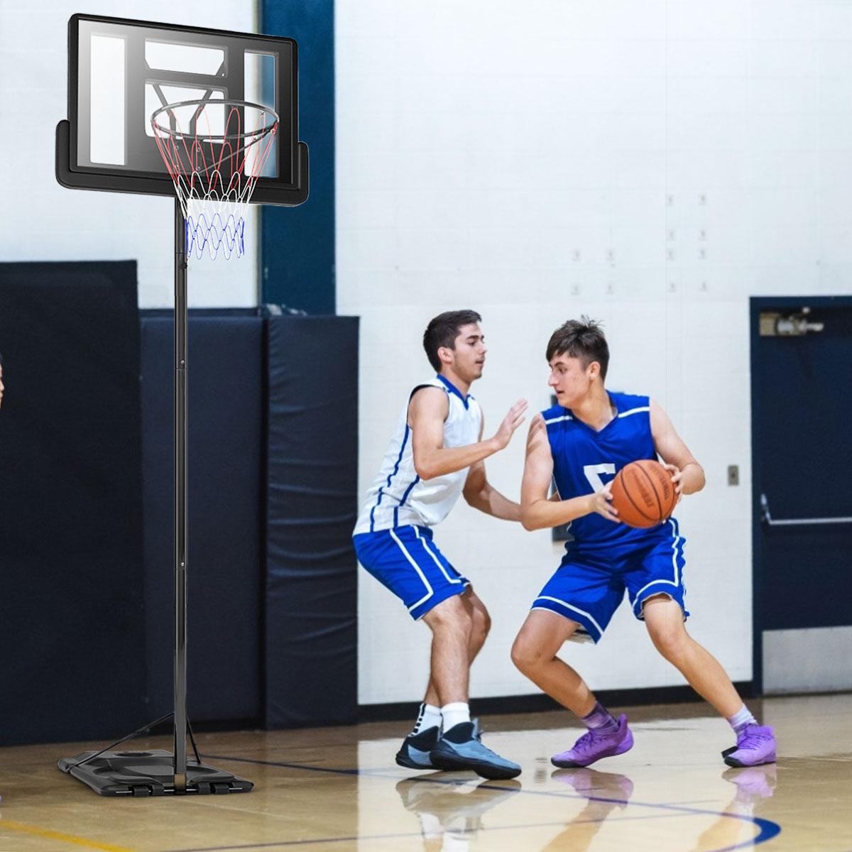 Basketballständer 180-305 cm Höhenverstellbar Basketballkorb mit Ständer & 2 Rädern Korbanlage für Kinder