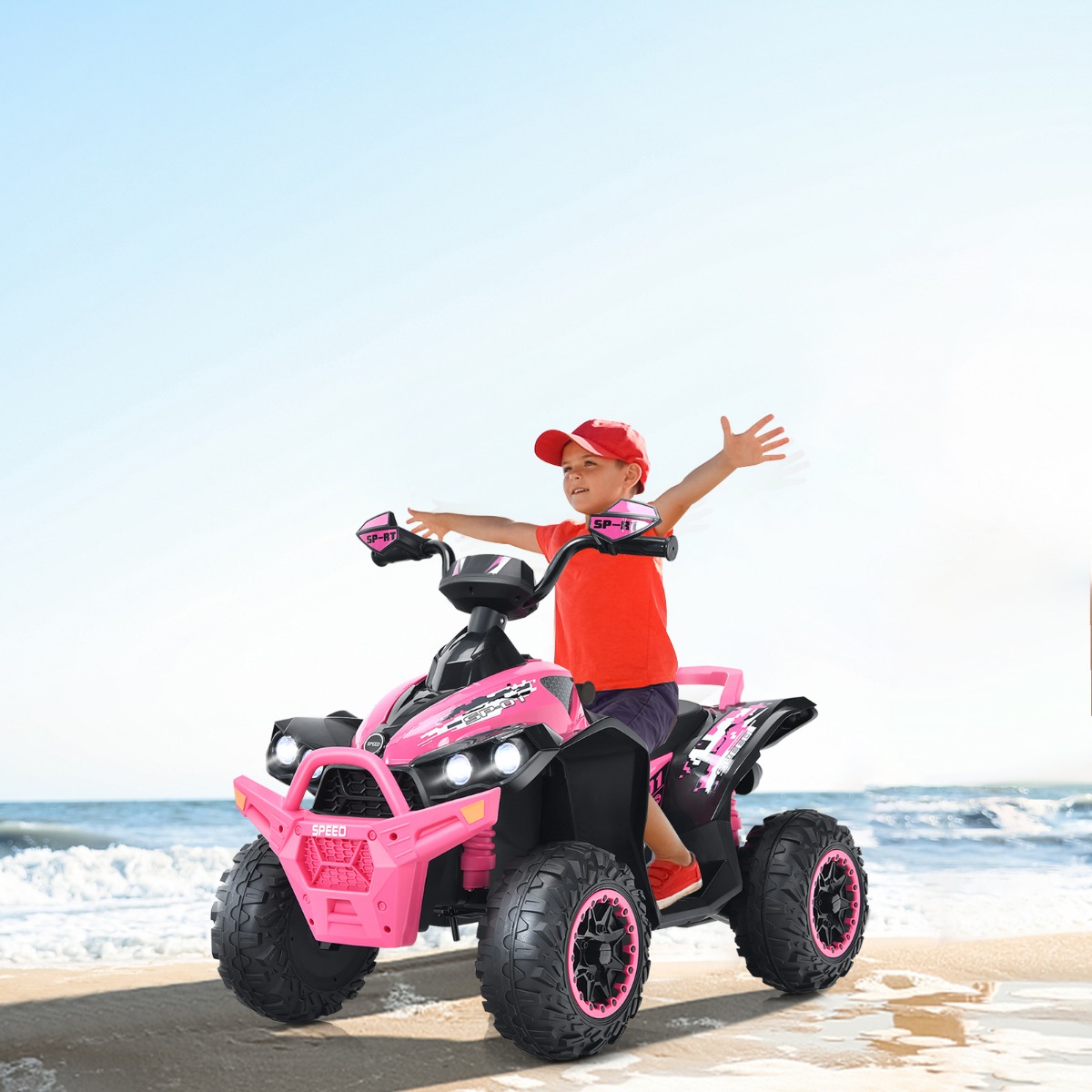 12V Elektro Kinderquad mit Musik Hupe und LED Scheinwerfer Elektroquad Rosa