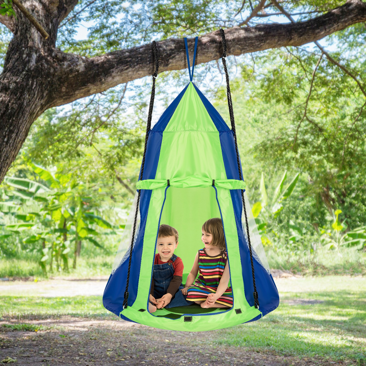 Nestschaukel Kinderschaukel-Set Max. Tragkraft 150 kg 100 cm Durchmesser-Grün