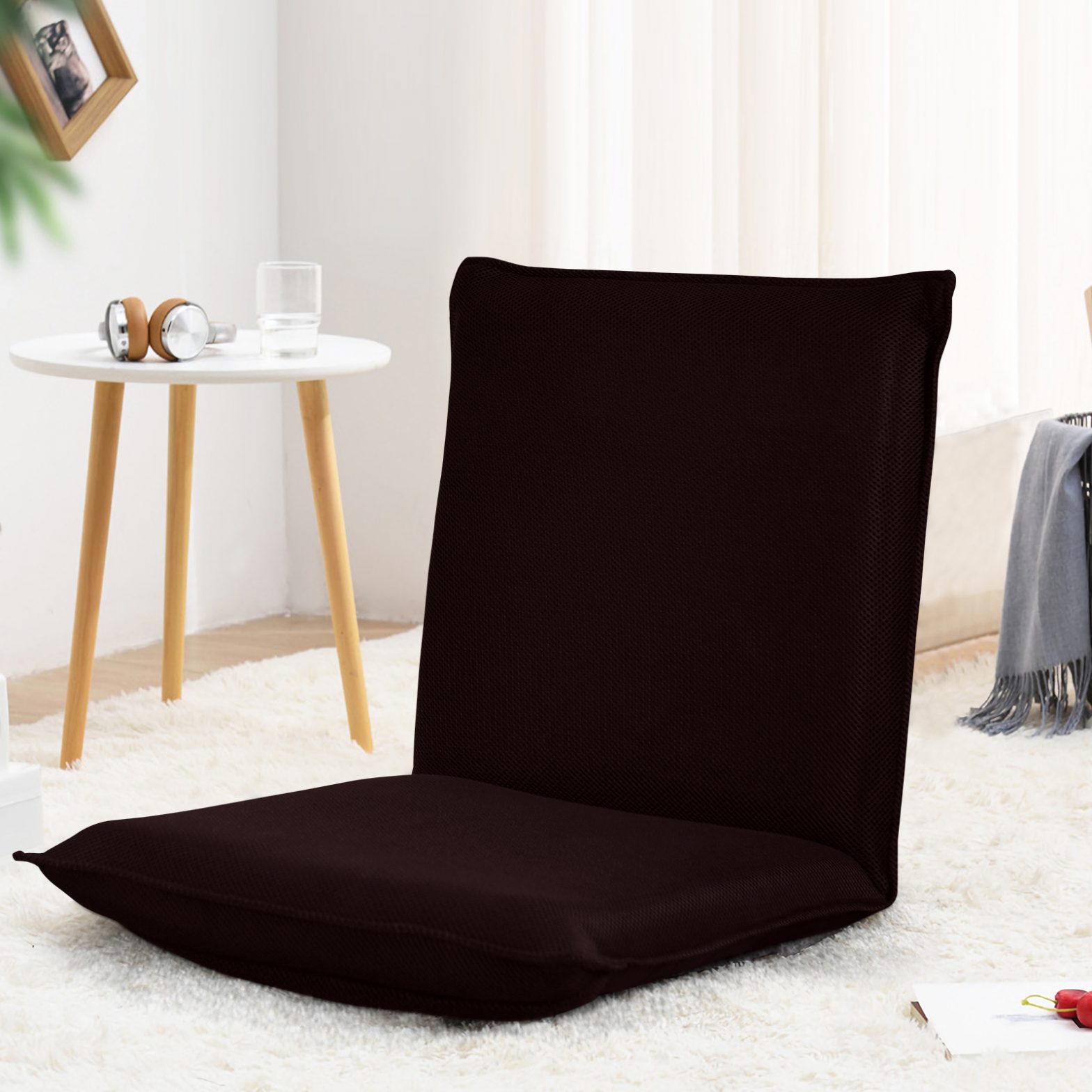 Bodensofa Bodensessel mit 6- stufig Verstellbarer Rückenlehne Meditationsstuhl Kaffee