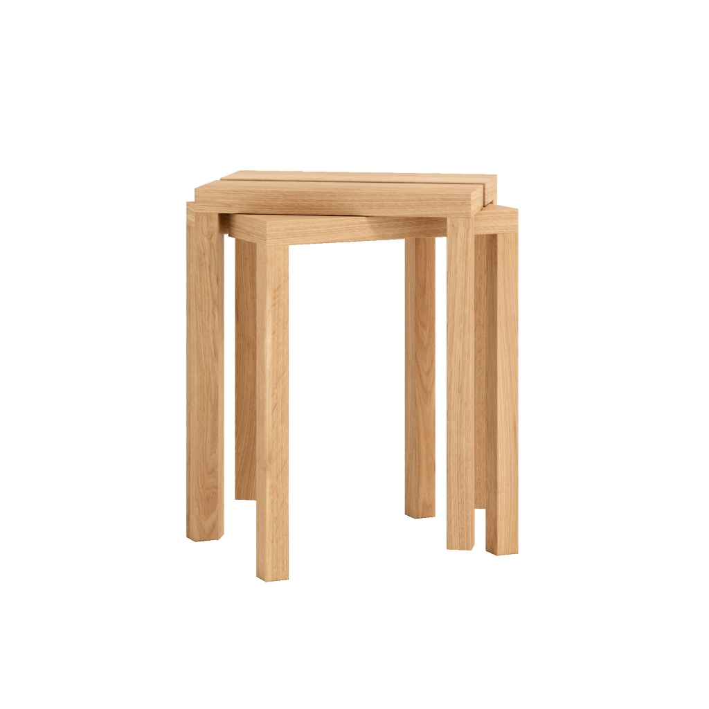 Moebe – Peg Stool – stapelbarer Hocker aus FSC-zertifizierter Eiche