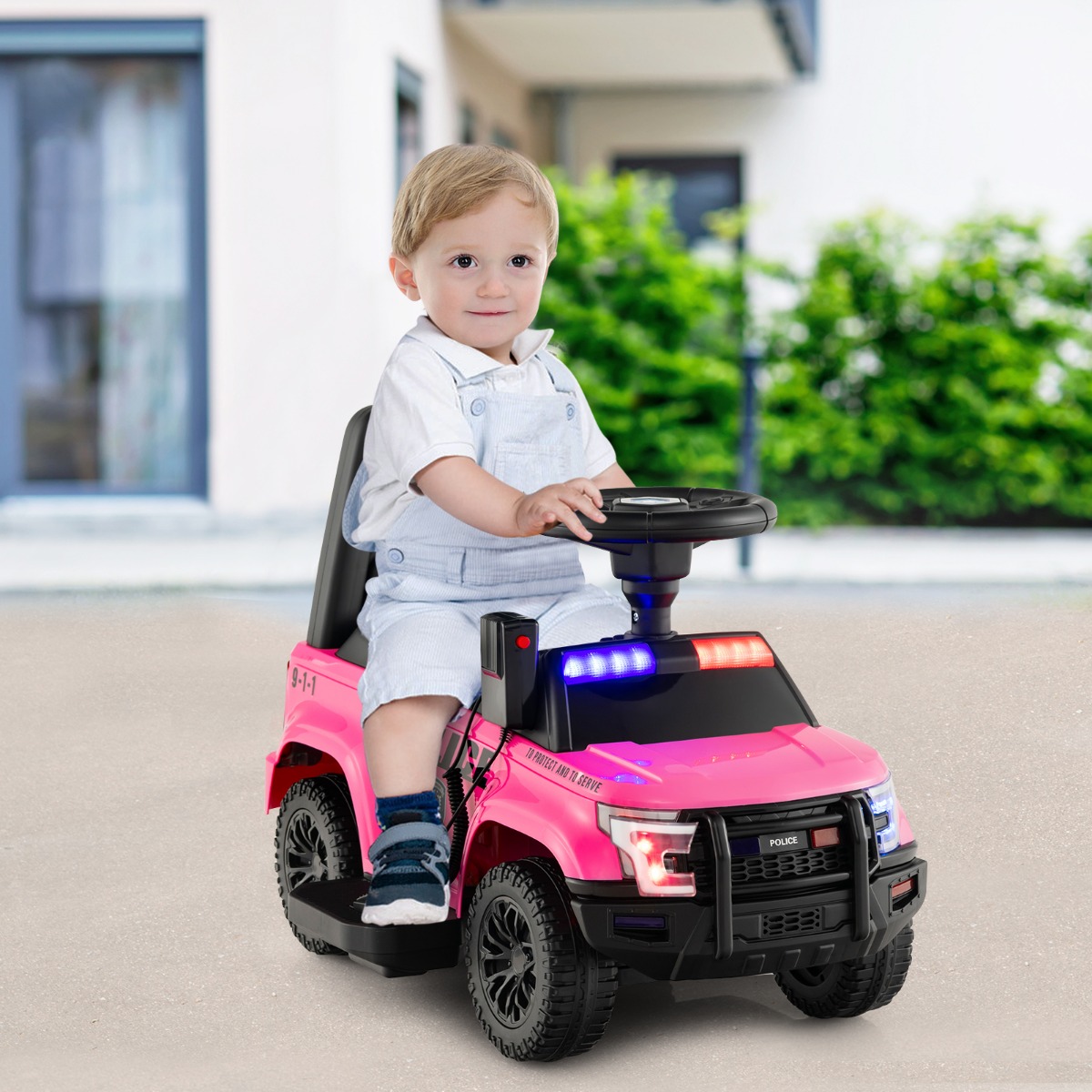 Polizei Elektroauto für Kinder 6V Elektrisches Kinderauto mit Stauraum Rosa