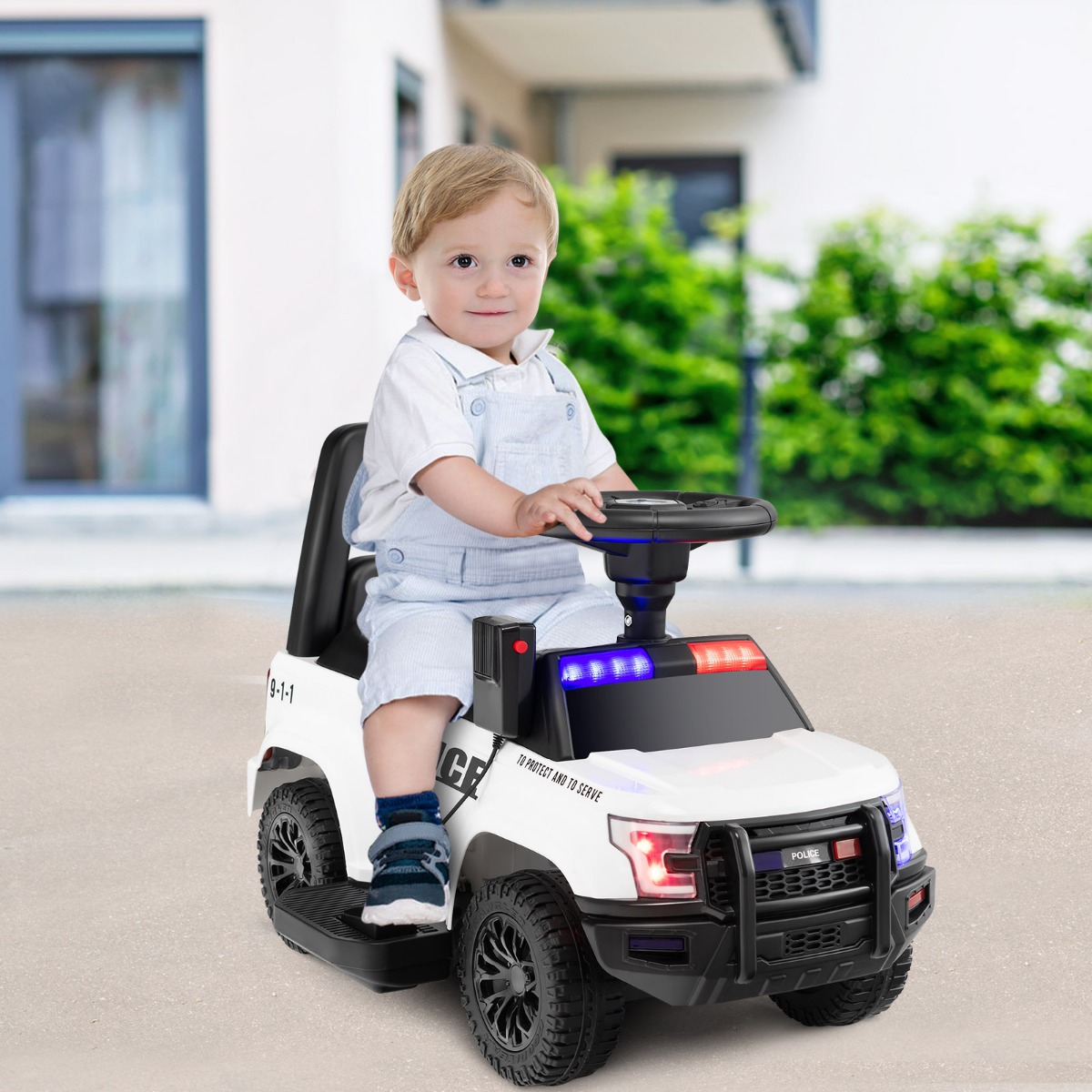 Polizei Elektroauto für Kinder 6V Elektrisches Kinderauto mit Stauraum Weiß