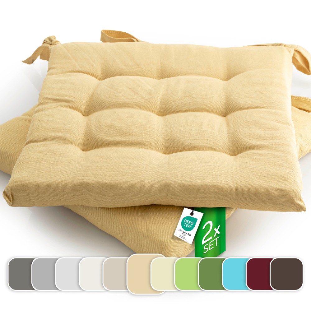 etérea Sitzkissen Stuhlkissen Basic Auflage 40x40cm Beige 2er Set