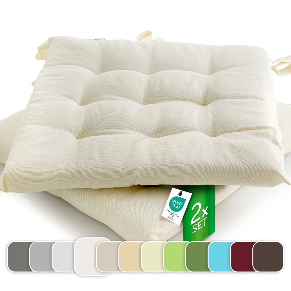 etérea Sitzkissen Stuhlkissen Basic Auflage 40x40cm Creme 2er Set