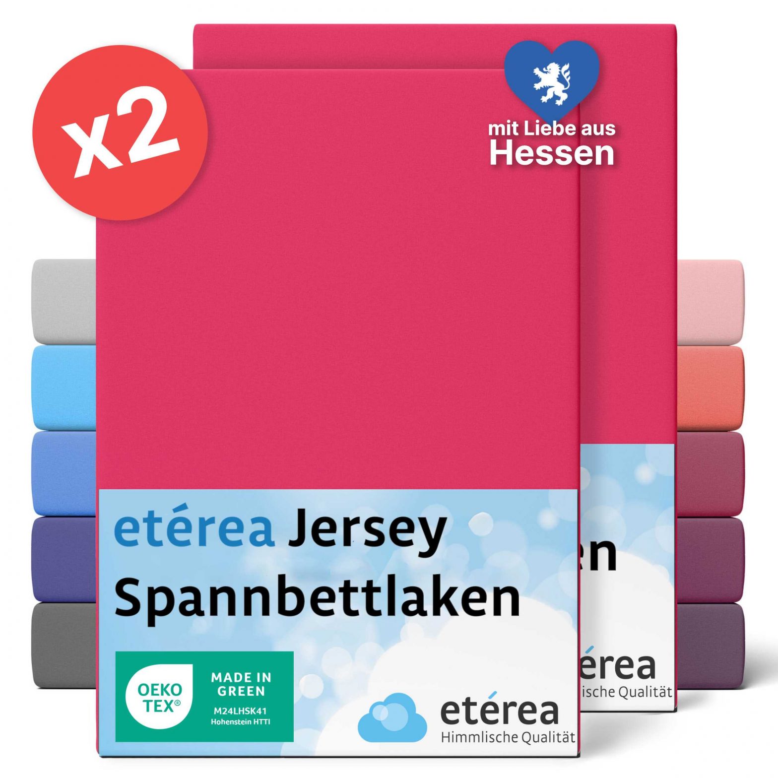 etérea 2 Stück Comfort Jersey Spannbettlaken Pink 140×200 cm – 160×200 cm