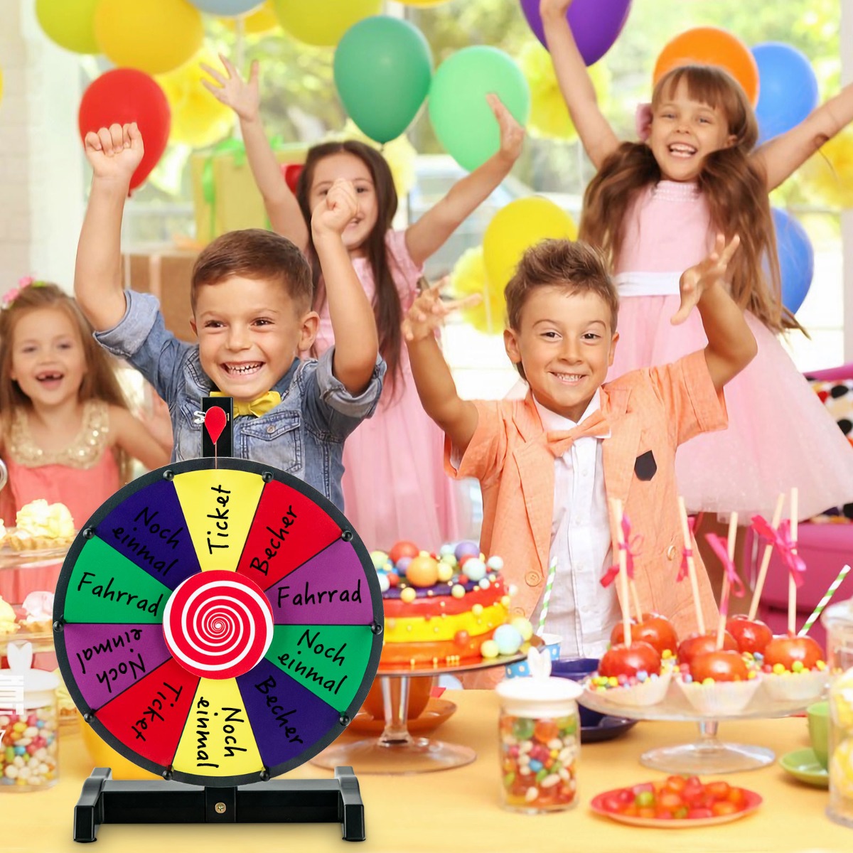 12″ Glücksrad zum Drehen mit Radiergummi & Markierstift Lucky Wheel für Lotteriespiele und Wortspiele