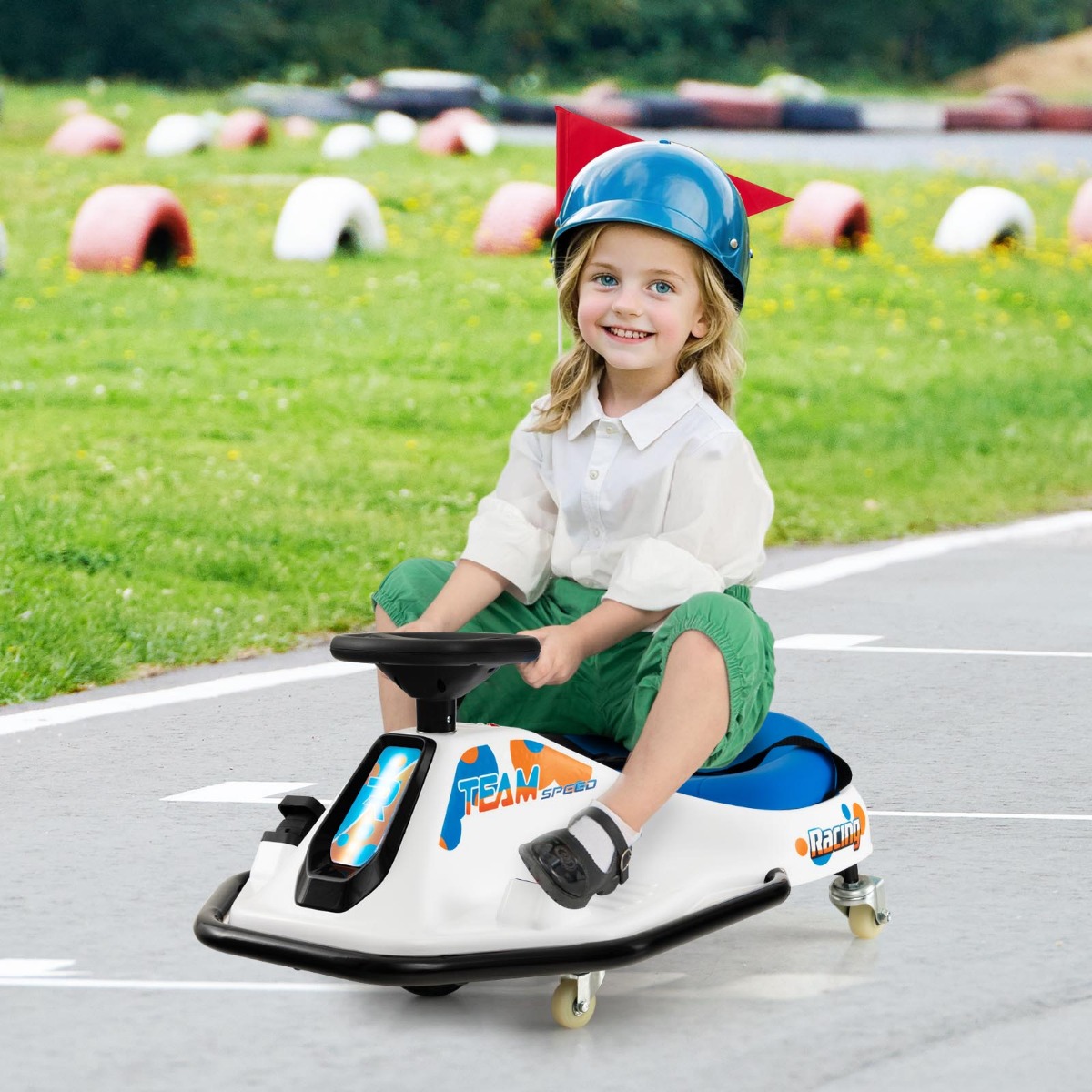 Elektrisches Gokart für Kinder 24-V-Driftauto für Kinder mit 360°-Drehung Rennauto für Kleinkinder Blau