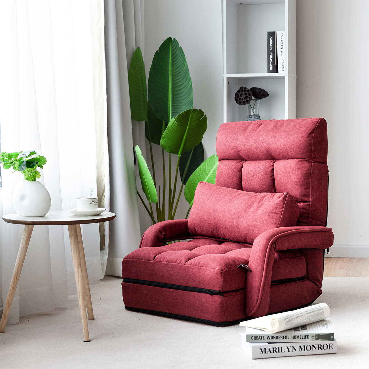 Schlafsofa Lazy Klappsofa Schlafsessel für Zuhause und Büro Rot