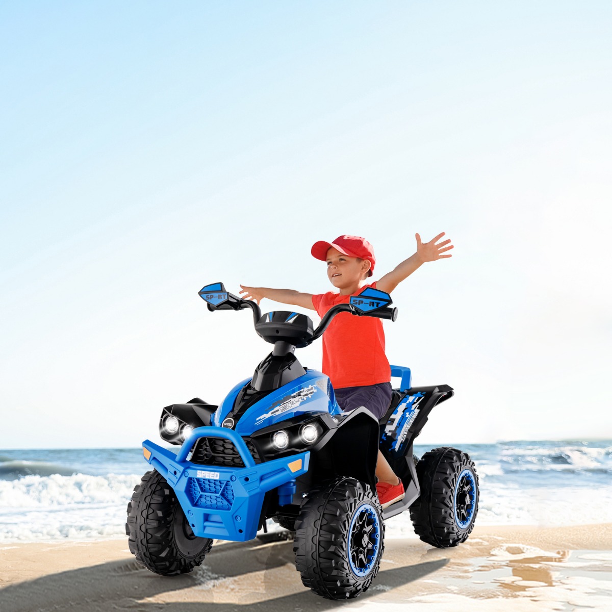 12V Elektro Kinderquad mit Musik Hupe und LED Scheinwerfer Elektroquad Blau