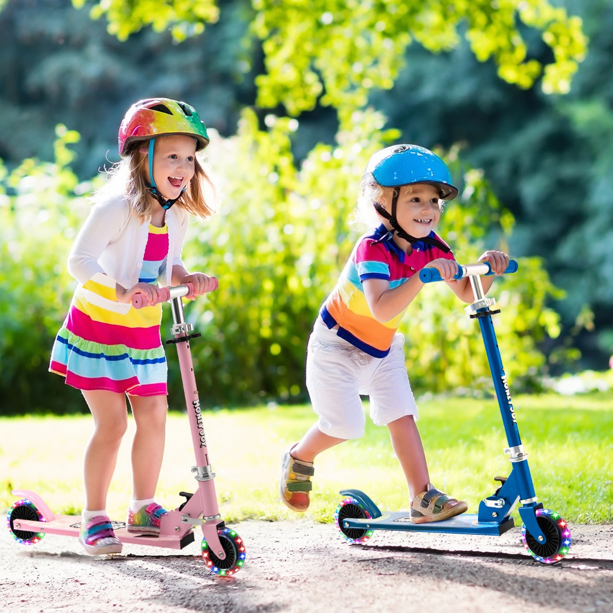 Kinderroller 2-Rad-Tretroller mit Blinkenden Rädern Stand- und Cruise-Kleinkindspielzeug