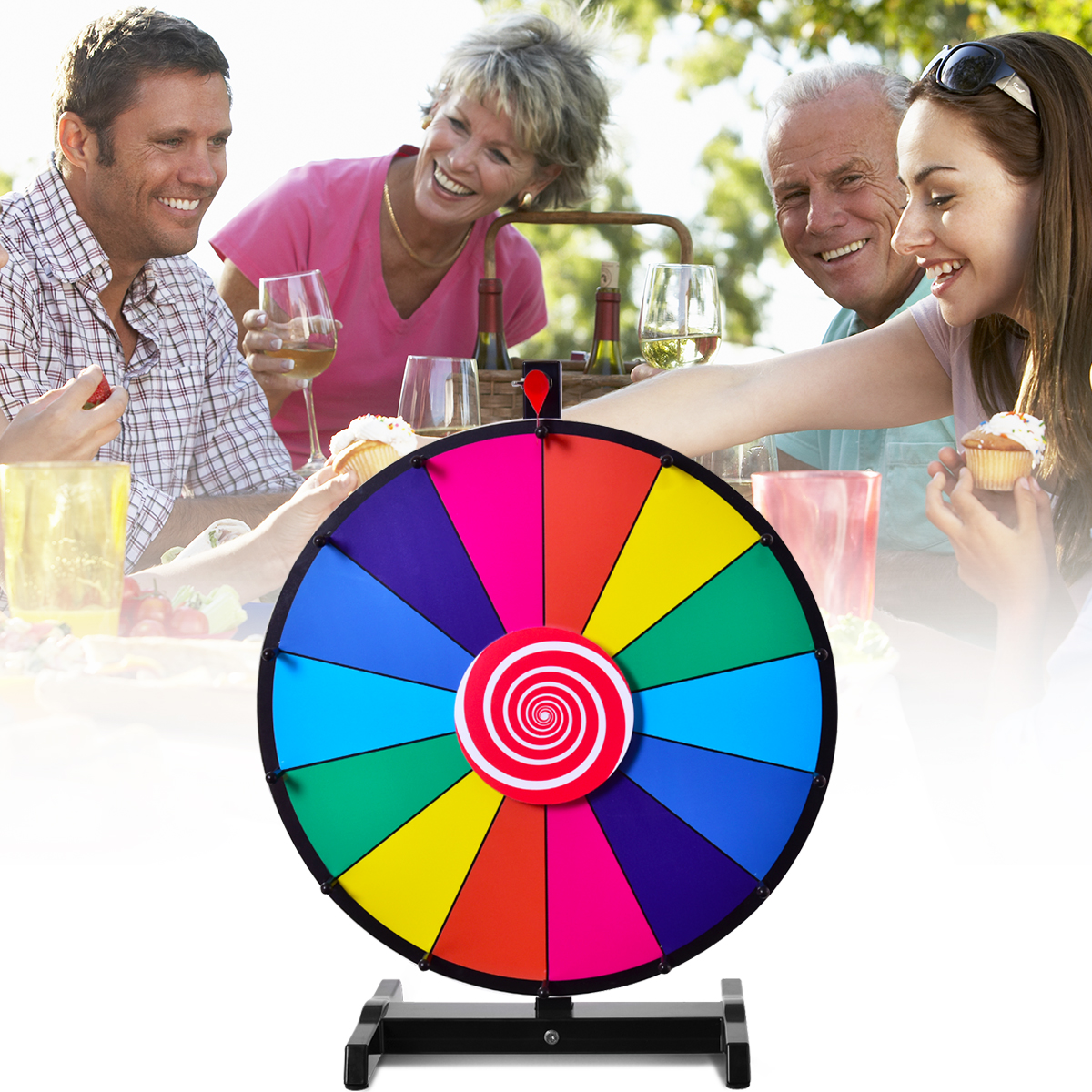 24″ Glücksrad Spielzeug Farbe Rad Spiele für Lotteriespiele Wortspiele φ60cm