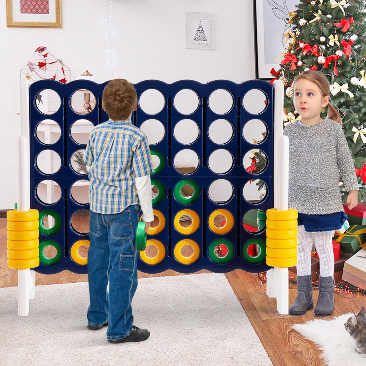 4-Gewinnt-Riesen-Spielset für Kinder und Erwachsene 120 x 42 x 104 cm Grau + Dunkelblau