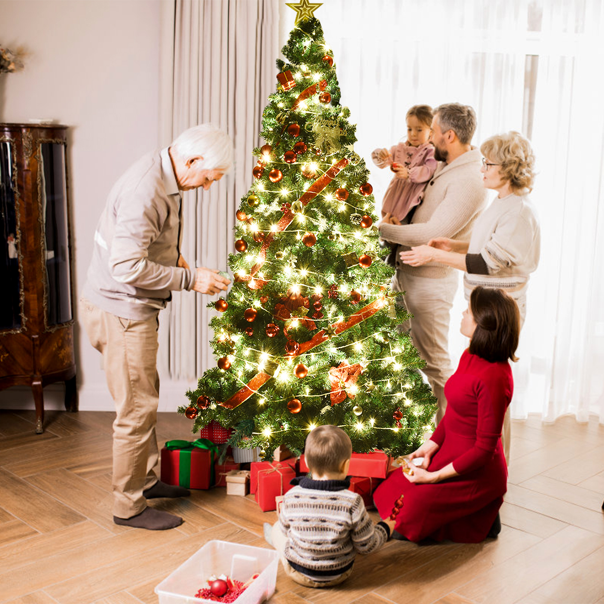 Weihnachtsbaum Künstlicher Tannenbaum Christbaum mit Metallständer 150-240 cm Grün-240 cm