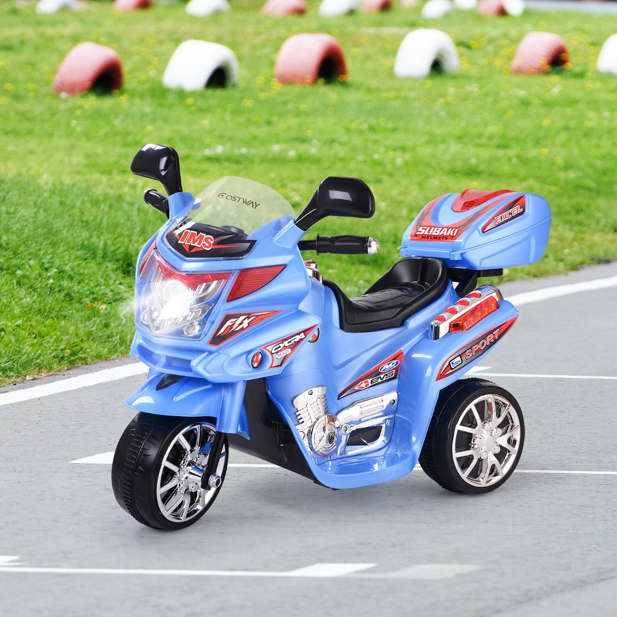 Kinder-Motorrad 6 V Elektro Motorrad mit Musik und Scheinwerfer für Kinder Blau