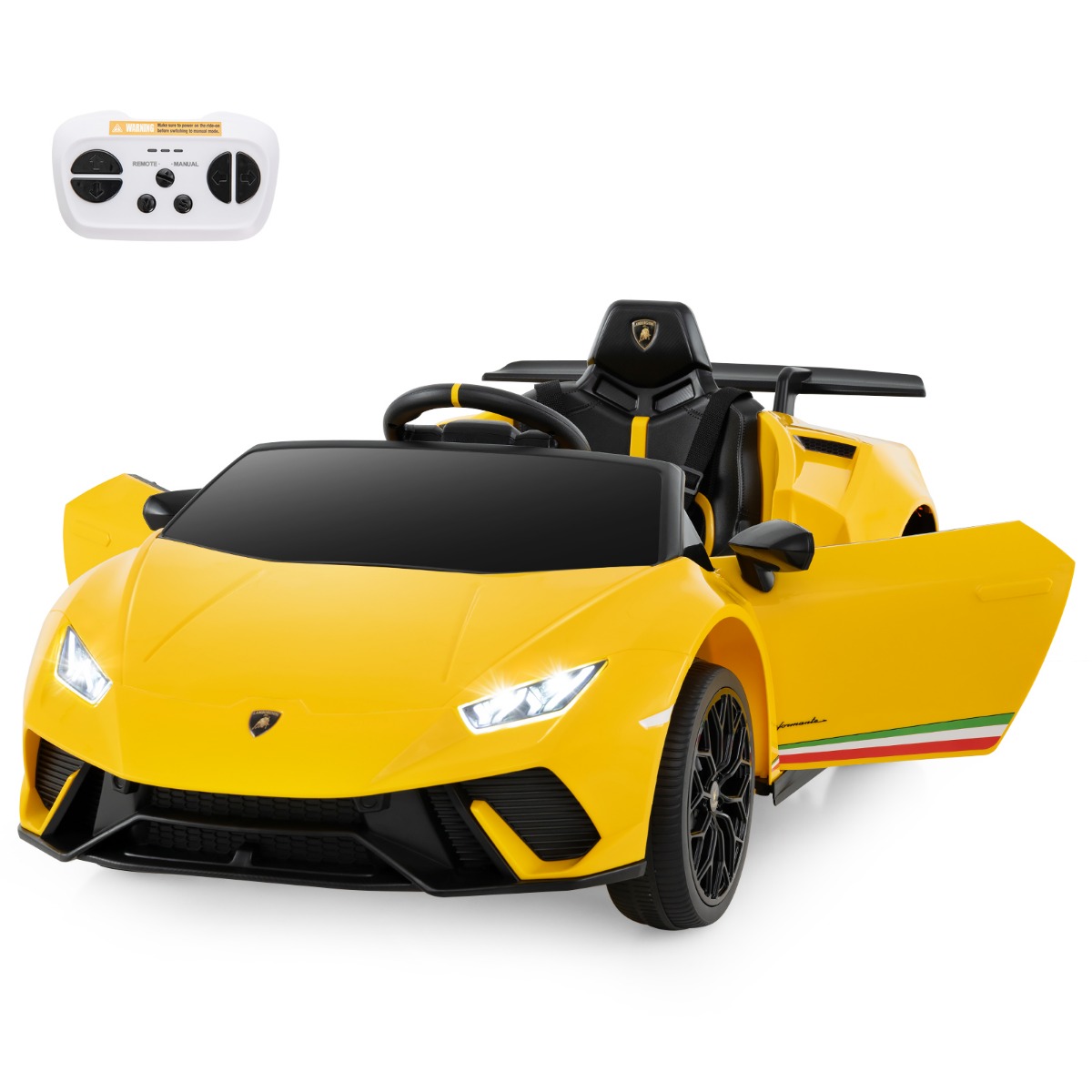 Kinder Elektroauto Lamborghini 12V Kinderauto Elektrisch mit Fernbedienung Gelb