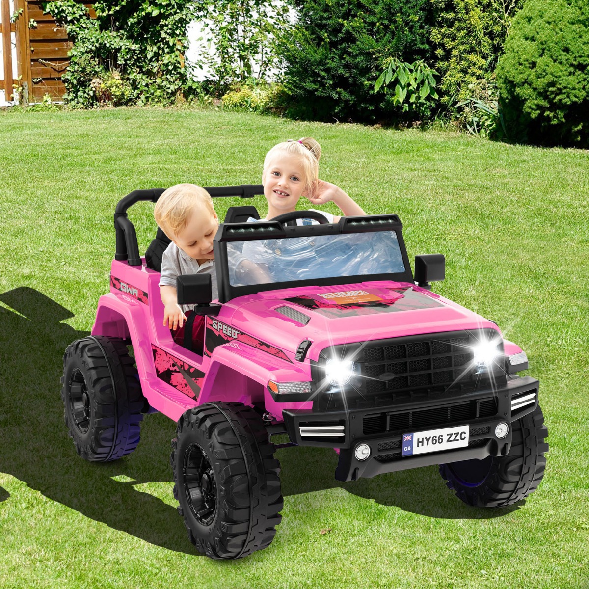 24V Kinder Elektroauto Kinderauto elektrisch 2 Sitzer 77 x 115 x 67 cm Rosa