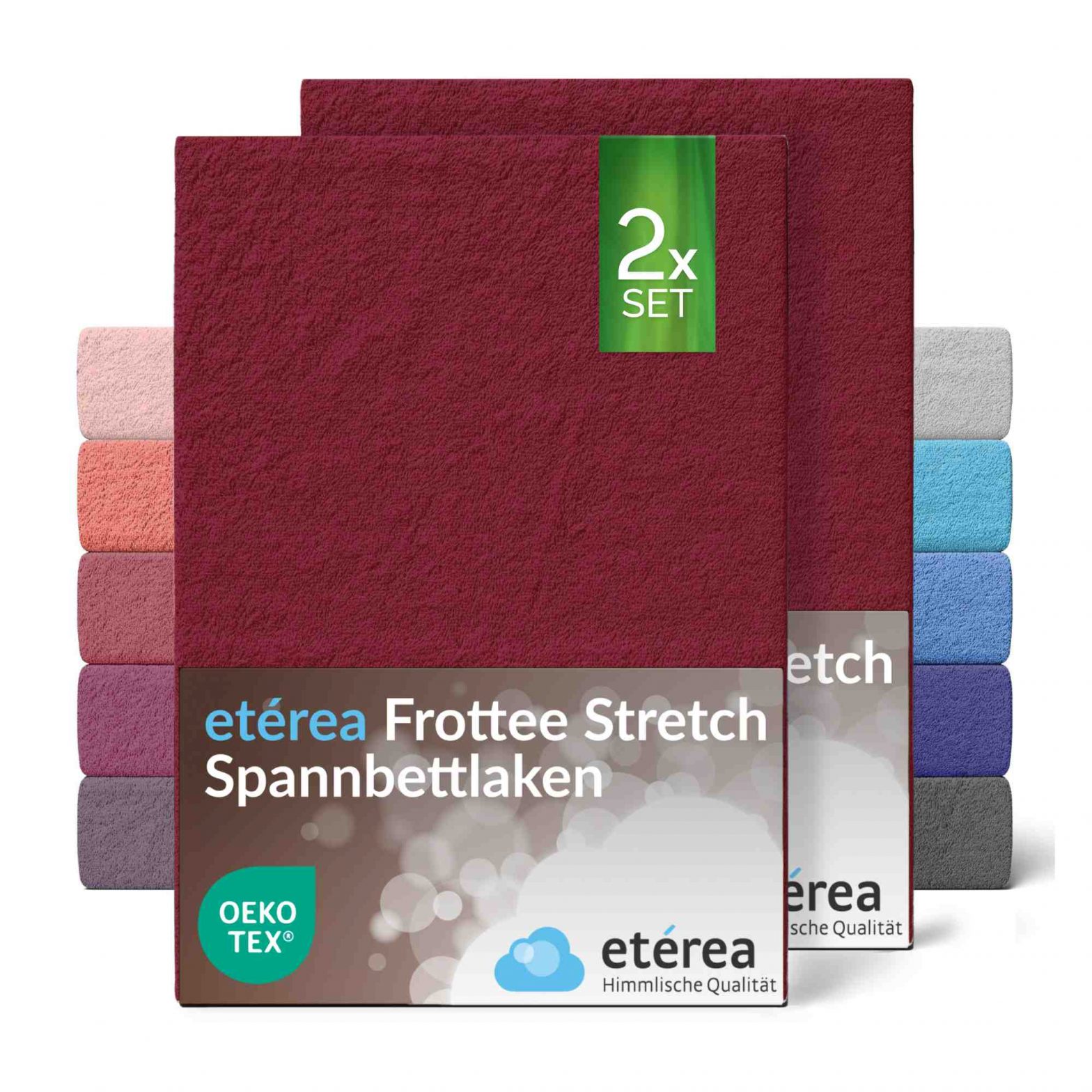 etérea Frottee Spannbettlaken 2er Pack 60×120 – 70×140 cm Bordeaux