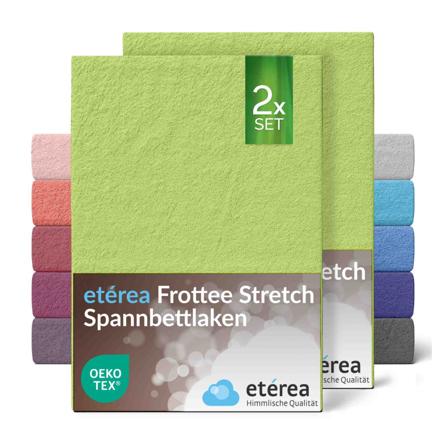 etérea Frottee Spannbettlaken 2er Pack 60×120 – 70×140 cm Lind