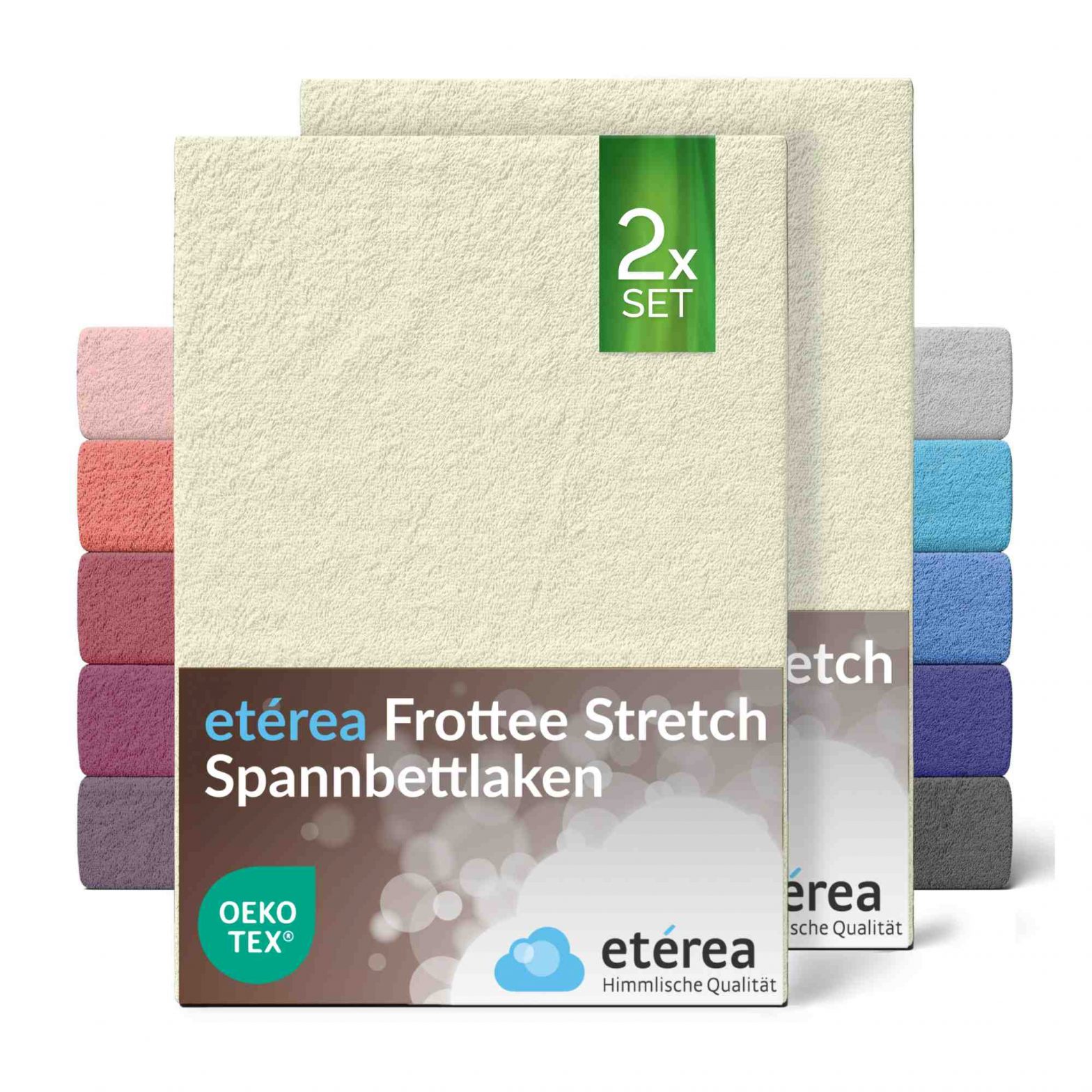 etérea Frottee Spannbettlaken 2er Pack 60×120 – 70×140 cm Natur