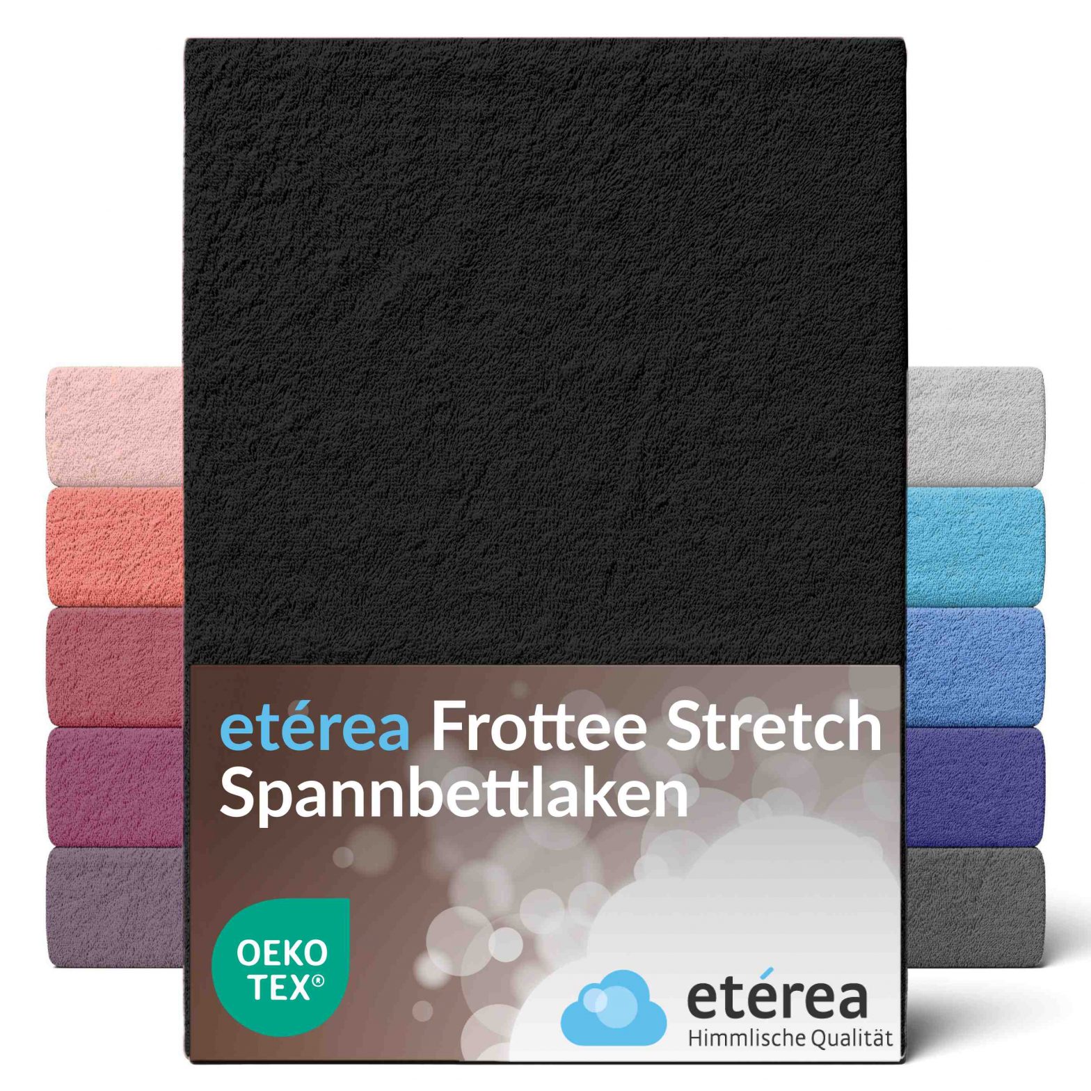 etérea Frottee Spannbettlaken 180×200 – 200×200 cm Schwarz