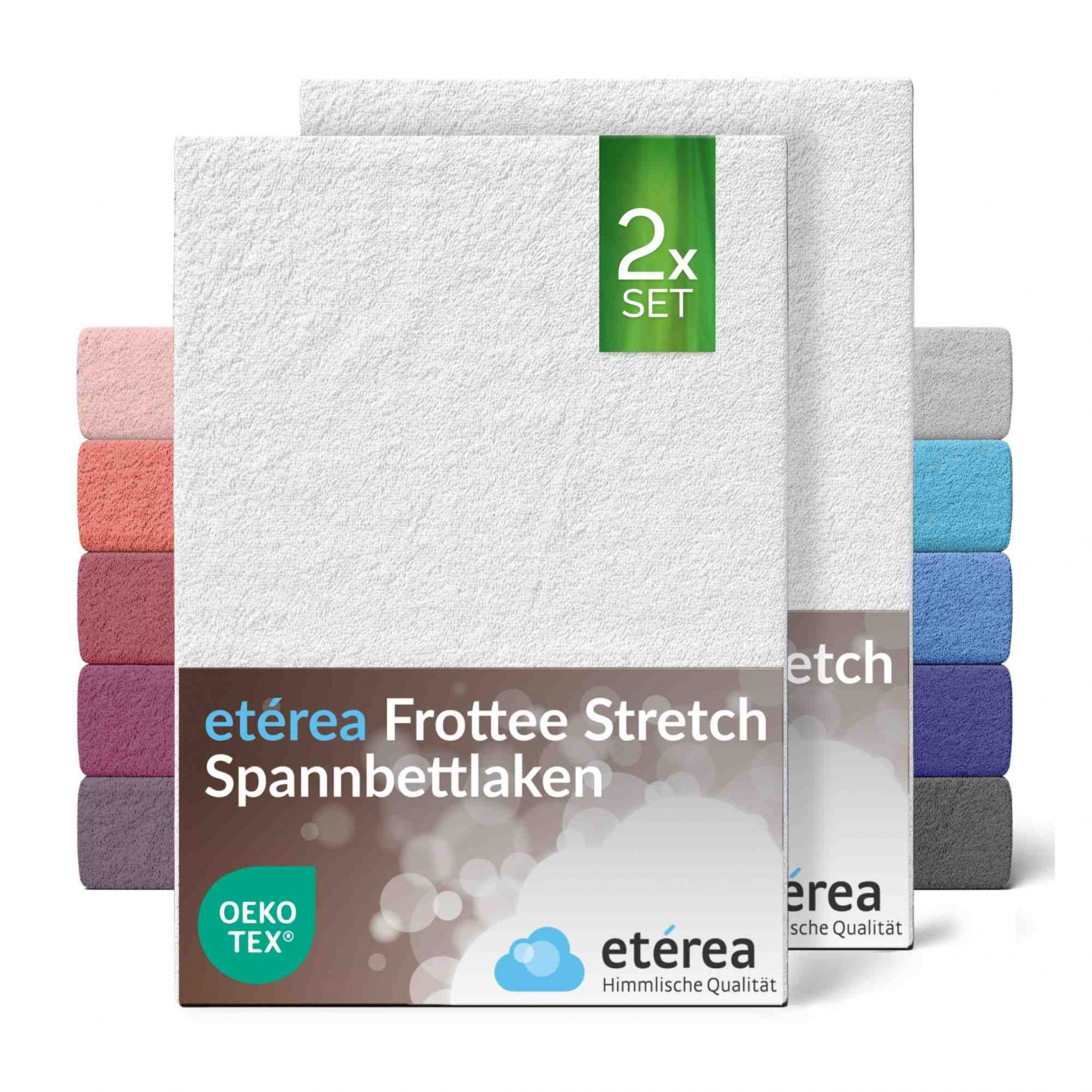 etérea Frottee Spannbettlaken 2er Pack 60×120 – 70×140 cm Weiss