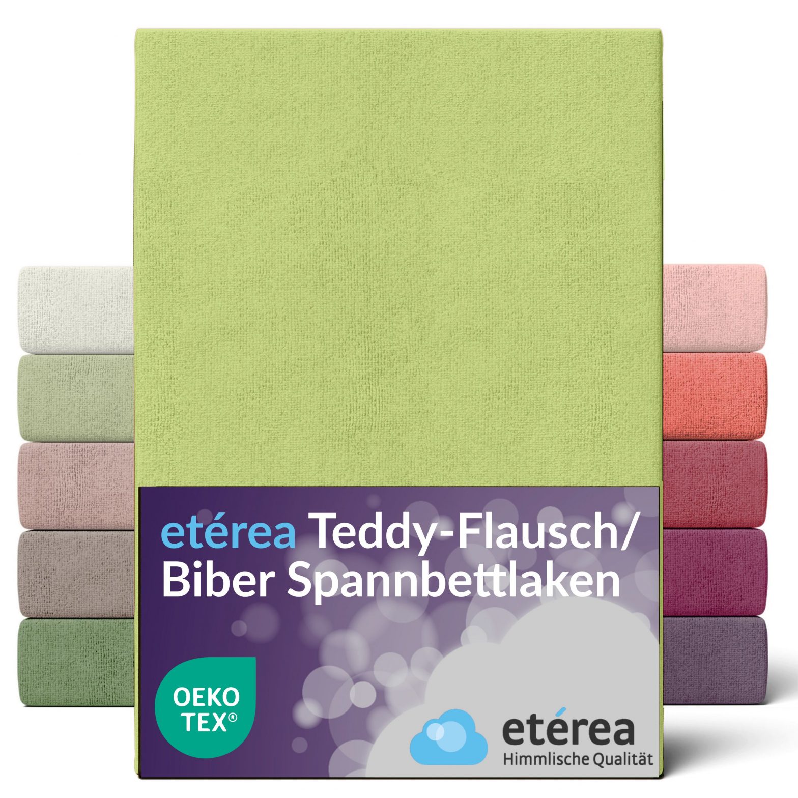 etérea Teddy Flausch Spannbettlaken 180×200 – 200×200 cm Apfelgrün