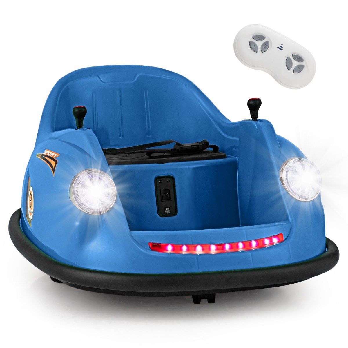 12V Autoscooter Kinder Elektro Bumper Car mit Fernsteuerung & LED-Lichtern & Musik Blau