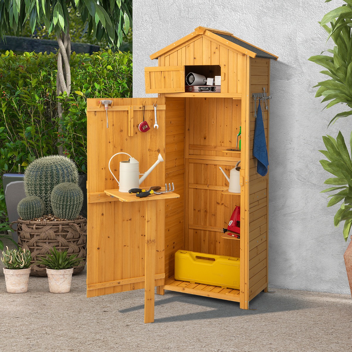 Gartenschuppen Geräteschrank für den Außenbereich 75 x 50 x 180,5 cm Natur